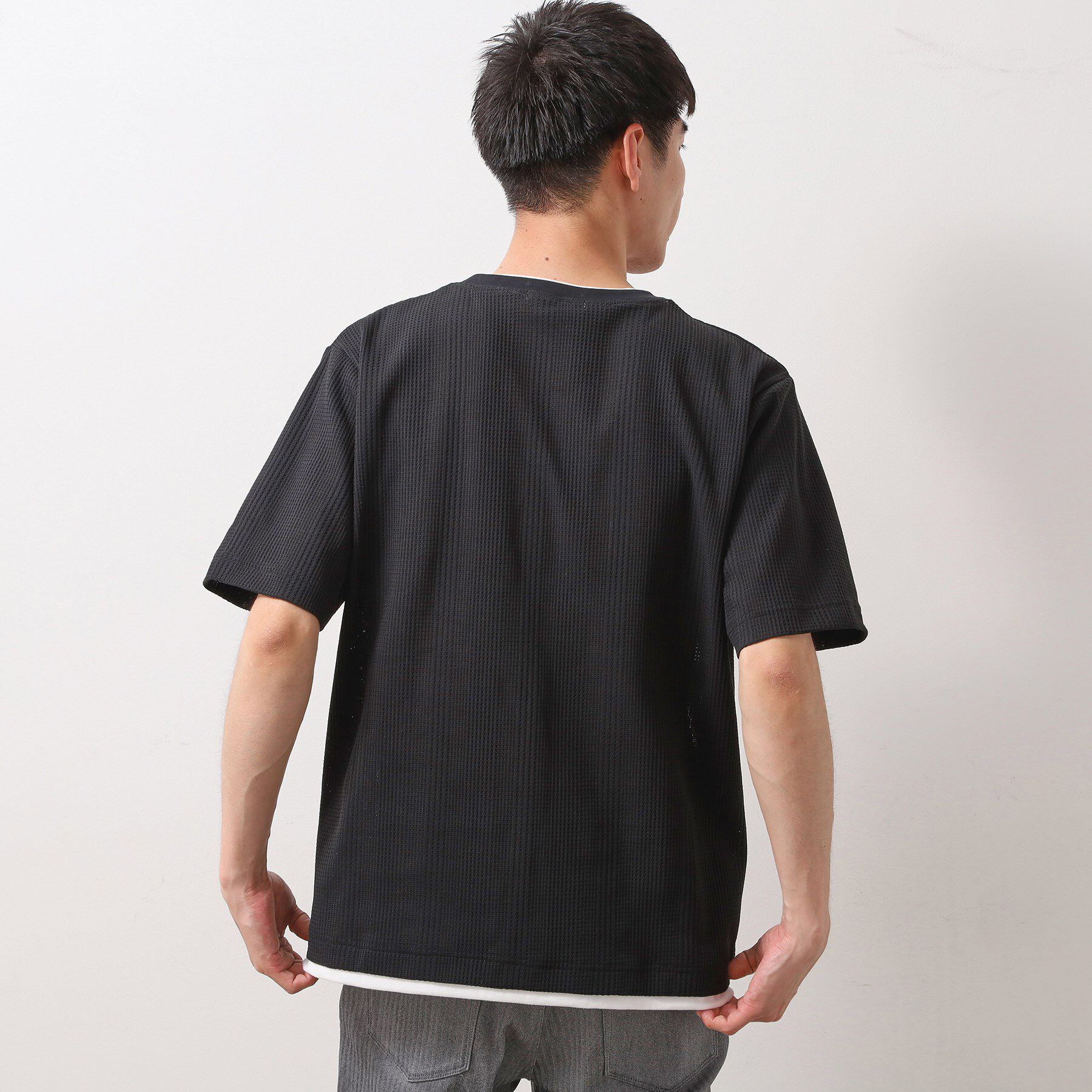 THE SHOP TK「ランダムワッフル半袖Tシャツ 【洗濯機ＯＫ】」|Tシャツ・カットソー|