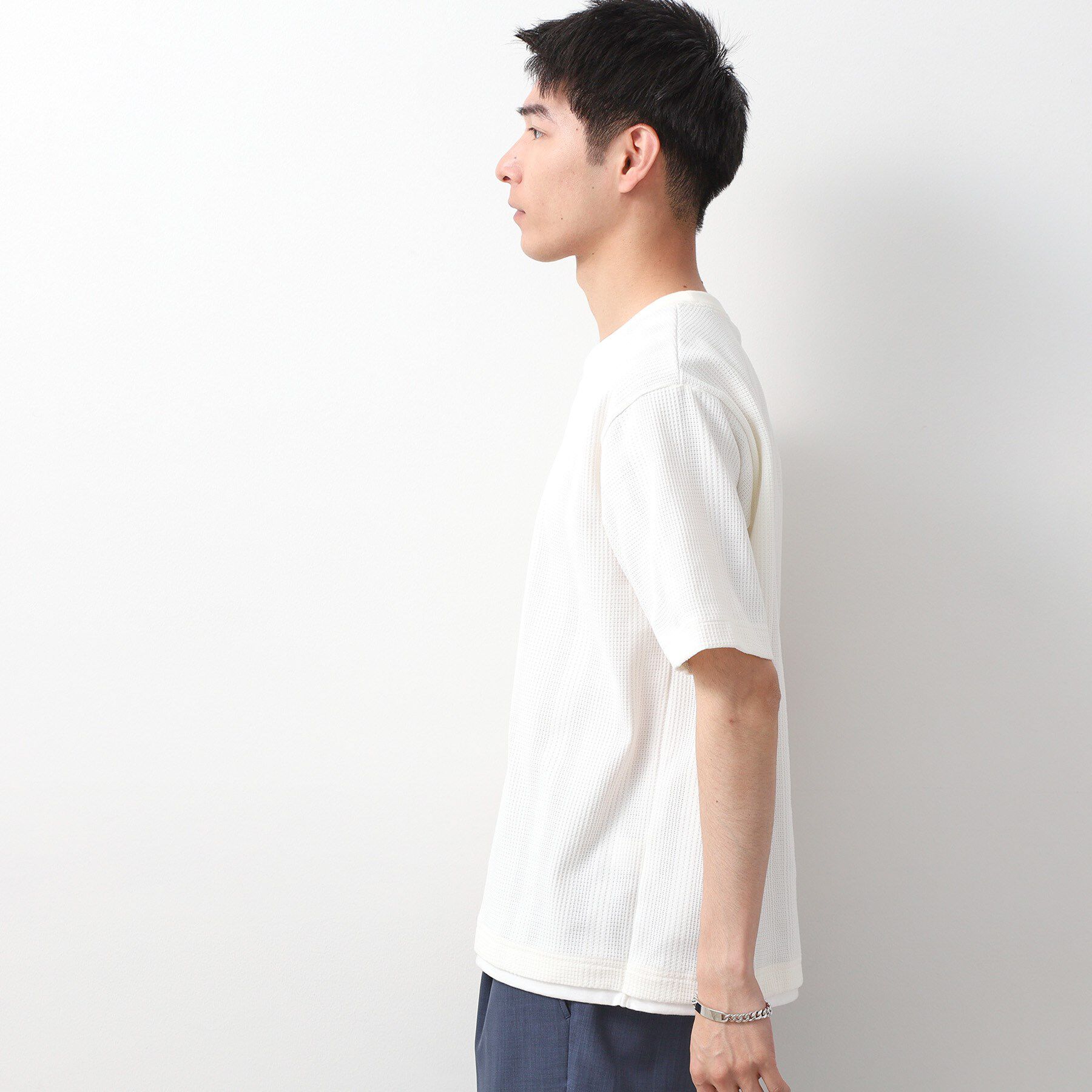 THE SHOP TK「ランダムワッフル半袖Tシャツ 【洗濯機ＯＫ】」|Tシャツ・カットソー|