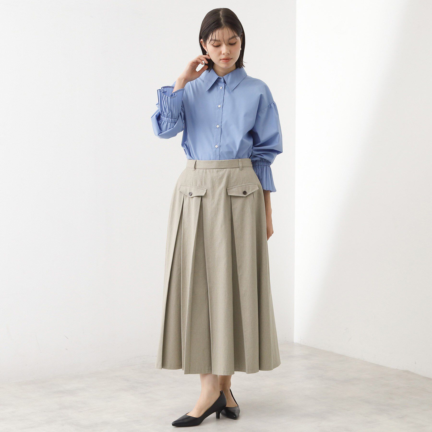 THE SHOP TK「フラップタックスカート【洗える】」|スカート|