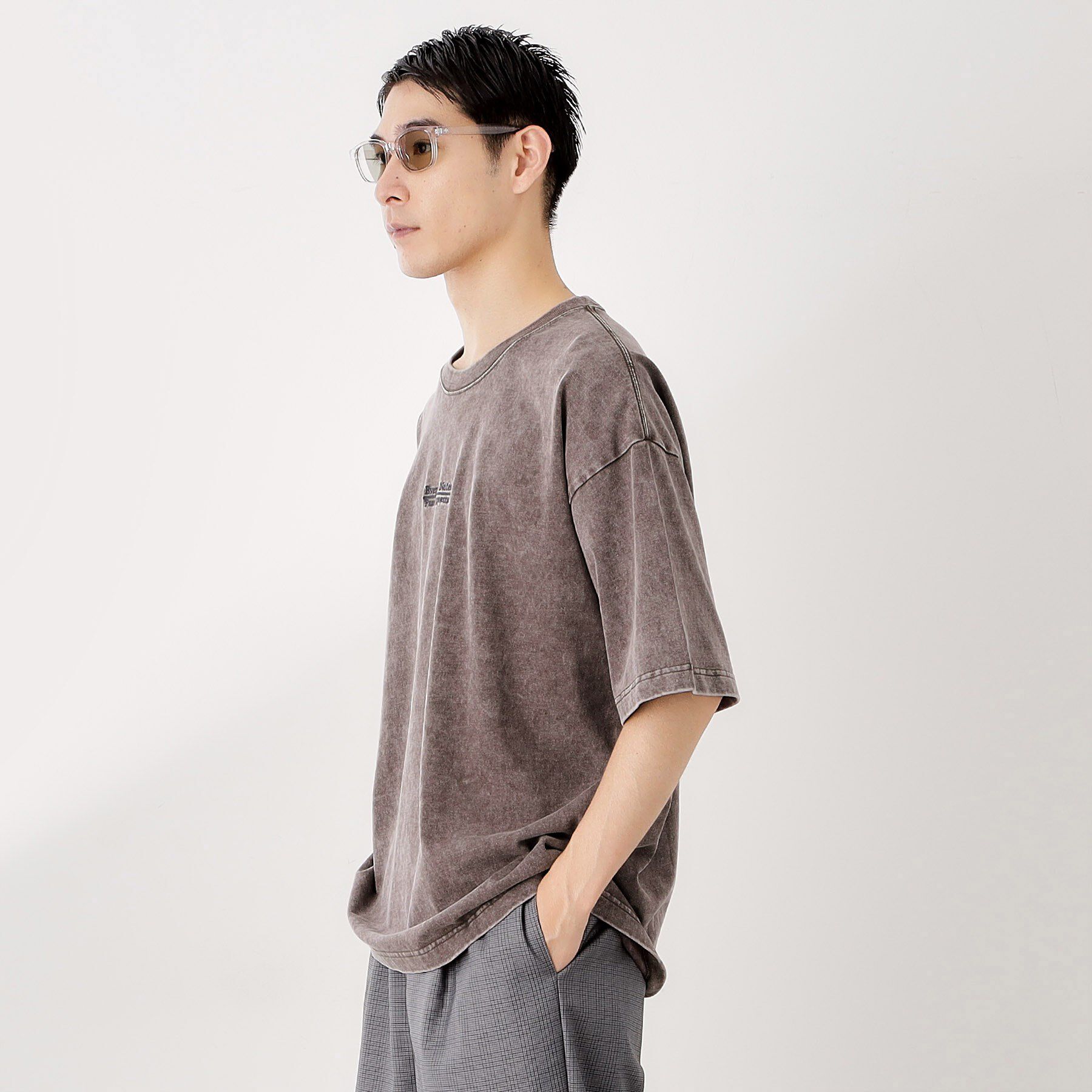 THE SHOP TK「ヴィンテージライク フェード5分袖Tシャツ 【ビッグシルエット／洗濯機OK】」|Tシャツ・カットソー|