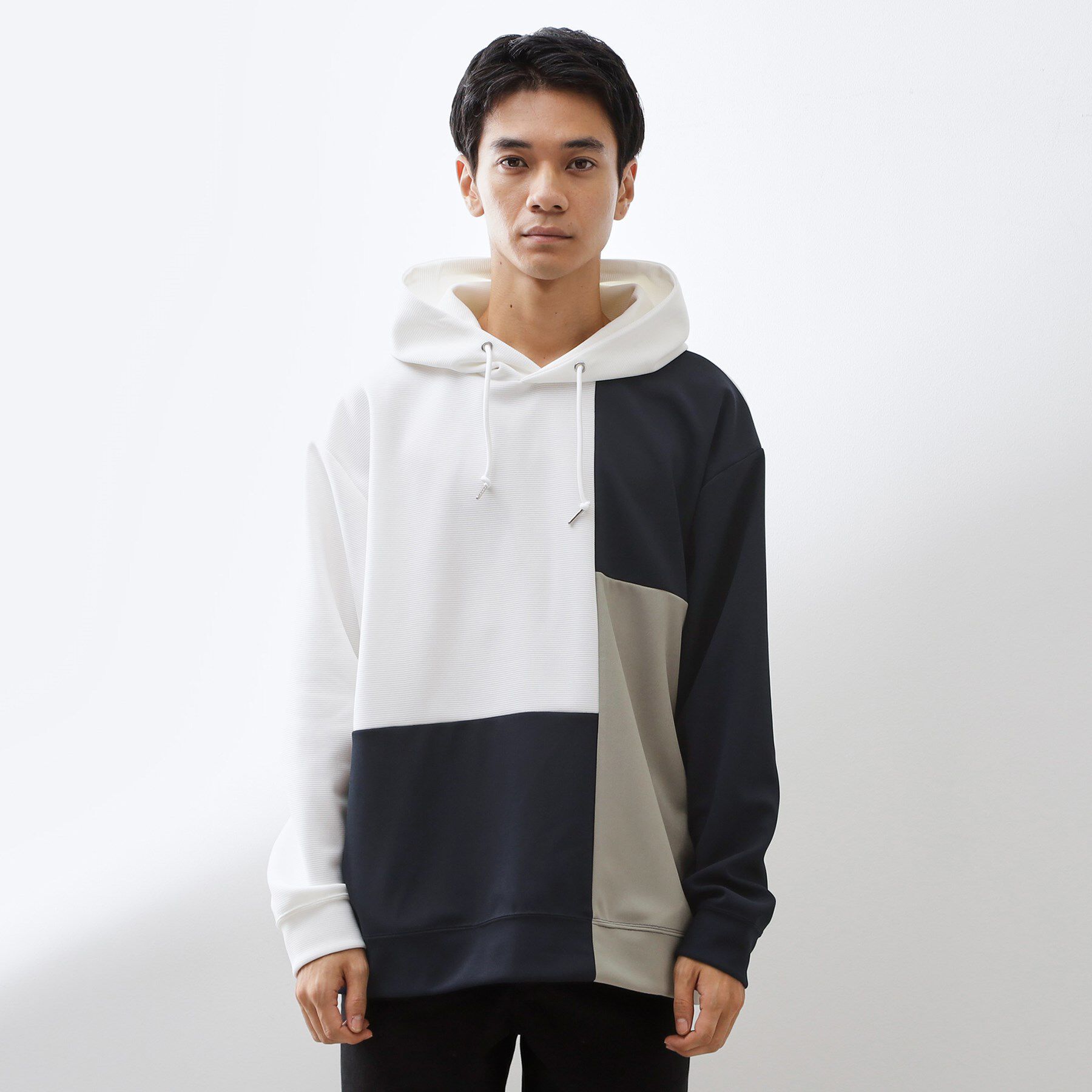 THE SHOP TK「【一枚で着映える】ポンチブロッキングパーカ 洗濯機OK」|パーカー|