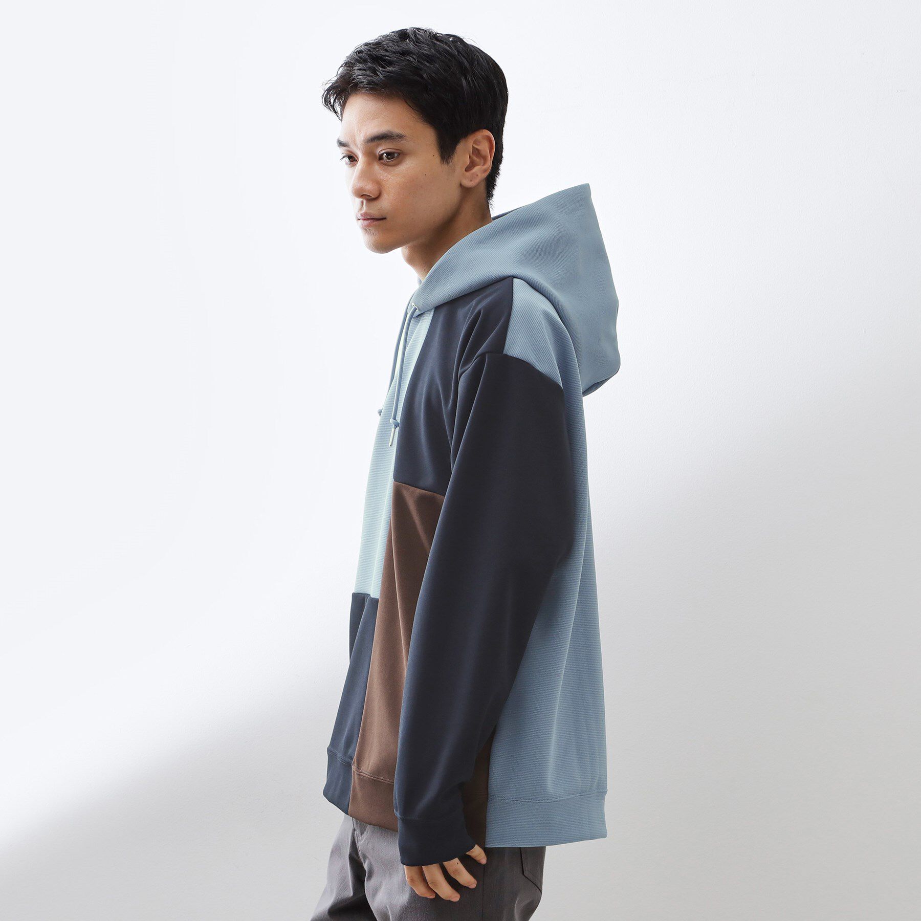 THE SHOP TK「【一枚で着映える】ポンチブロッキングパーカ 洗濯機OK」|パーカー|