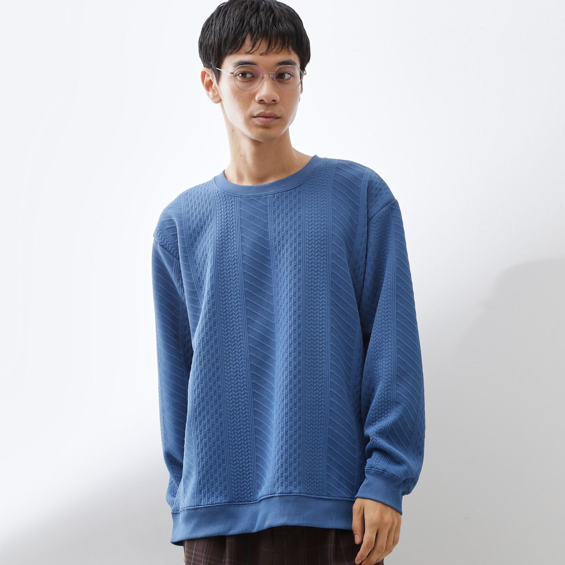 THE SHOP TK「【無地に飽きた方へ】ふくれジャカードスウェット　洗濯機OK/6色展開/ユニセックスでおすすめ！」|パーカー|ブルー(093)