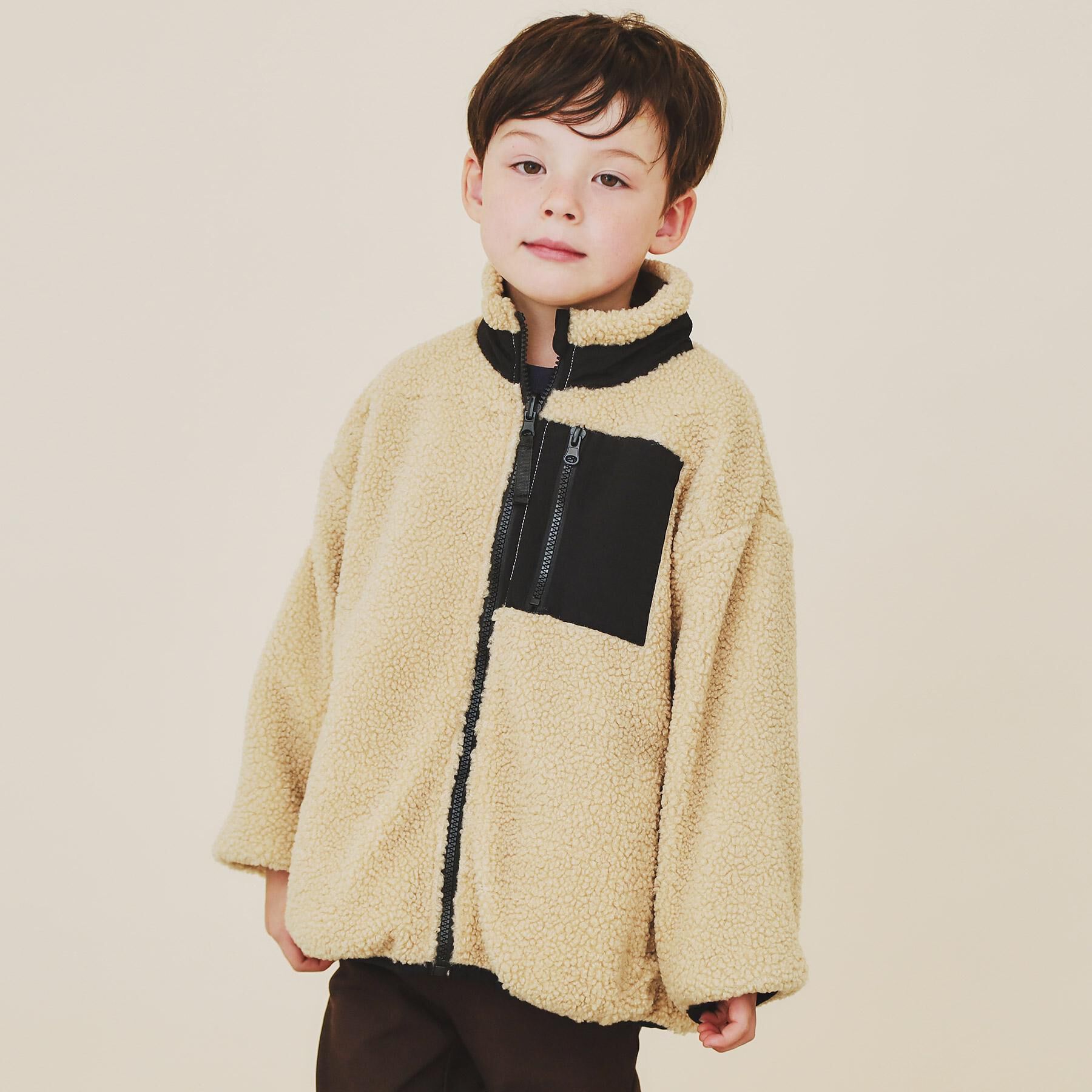 THE SHOP TK「【110－160】ボアリバーシブブルゾン/洗濯機OK」|ブルゾン・スタジャン|カーキ(027)