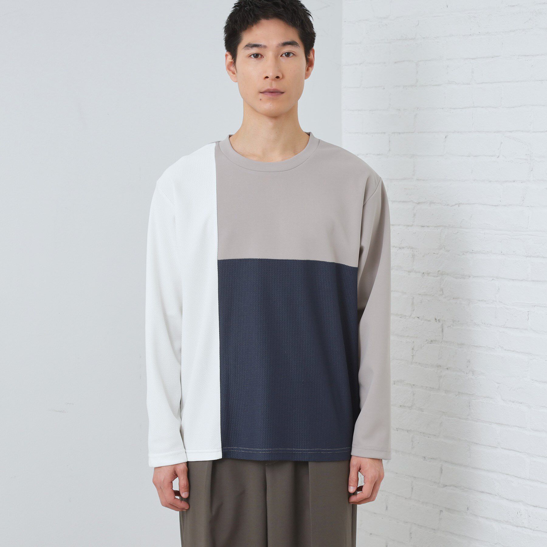 THE SHOP TK「【ちょうどいいカジュアル】パネルブロッキング長袖Tシャツ」|Tシャツ・カットソー|