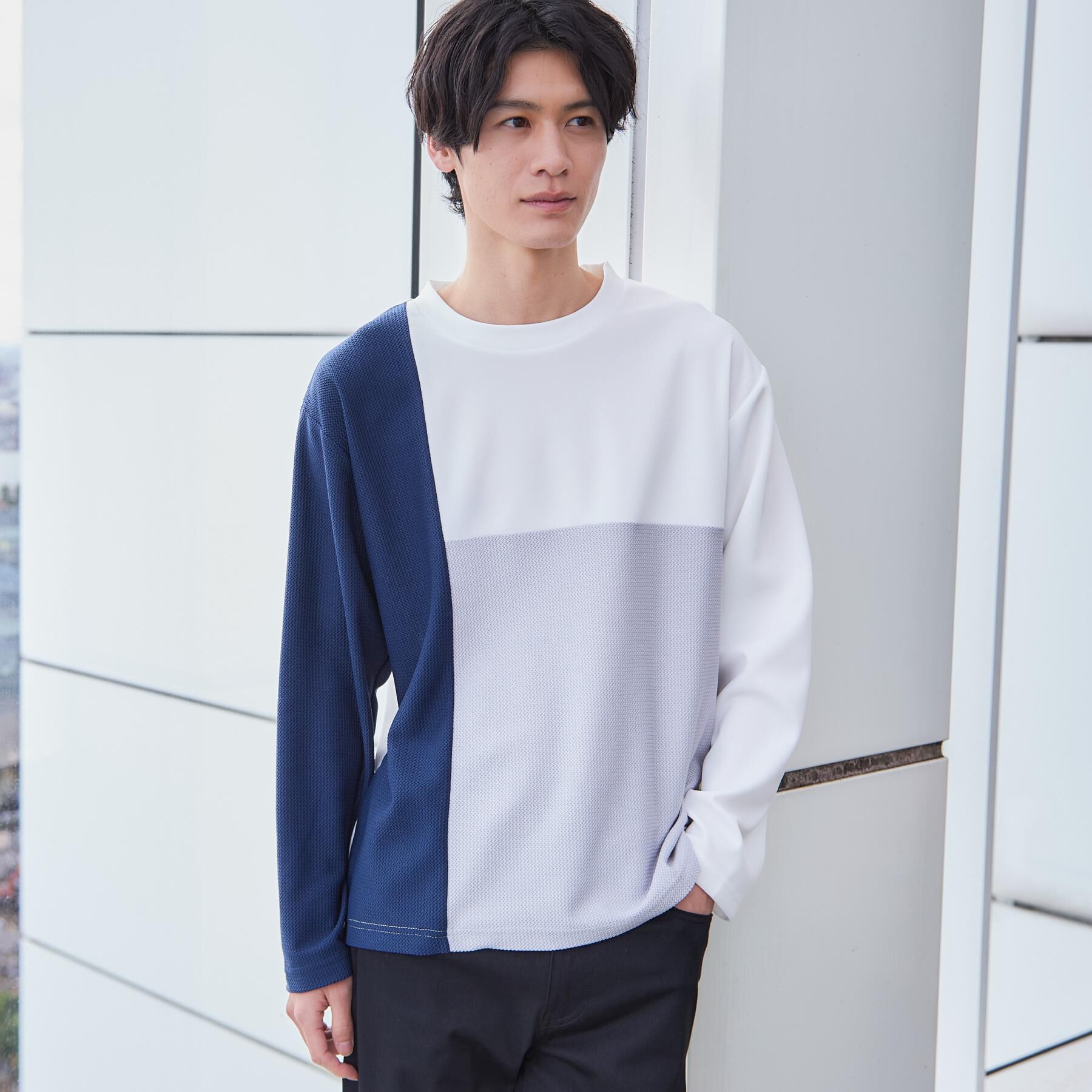 THE SHOP TK「【ちょうどいいカジュアル】パネルブロッキング長袖Tシャツ」|Tシャツ・カットソー|