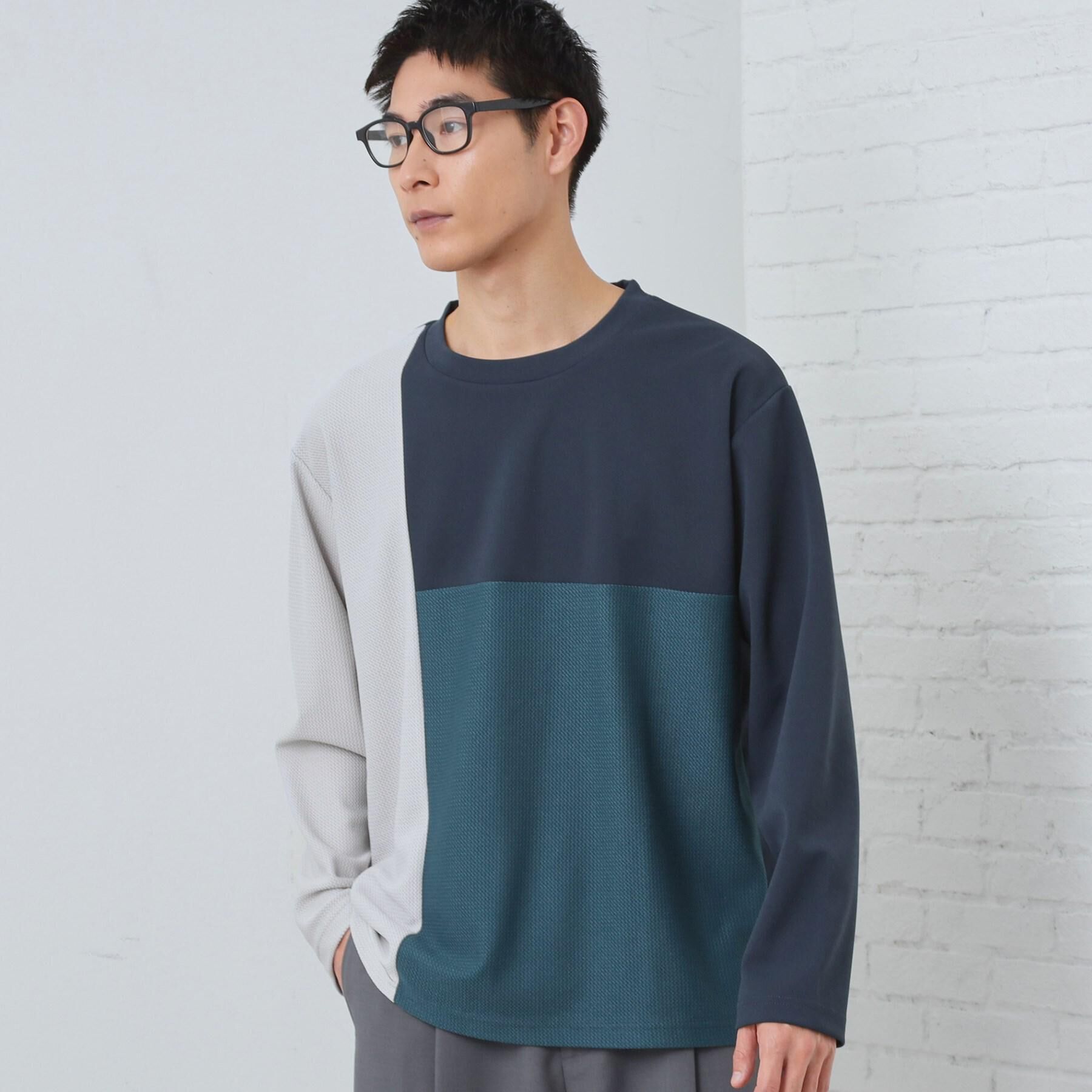 THE SHOP TK「【ちょうどいいカジュアル】パネルブロッキング長袖Tシャツ」|Tシャツ・カットソー|ライトグレー(511
