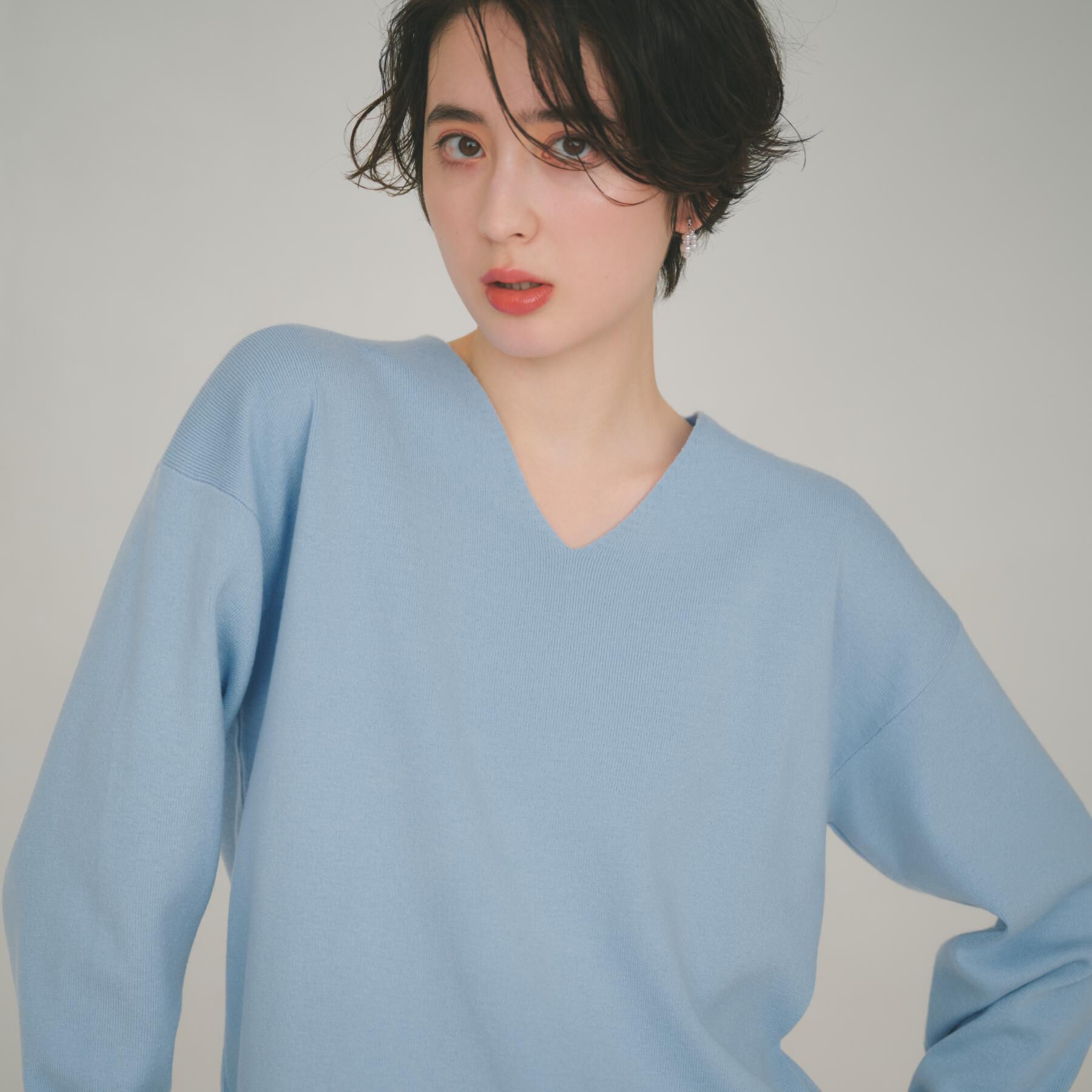 THE SHOP TK「【S-XLサイズ/上品見えが叶う】Vネックニット/洗濯機OK」|ニット・セーター|