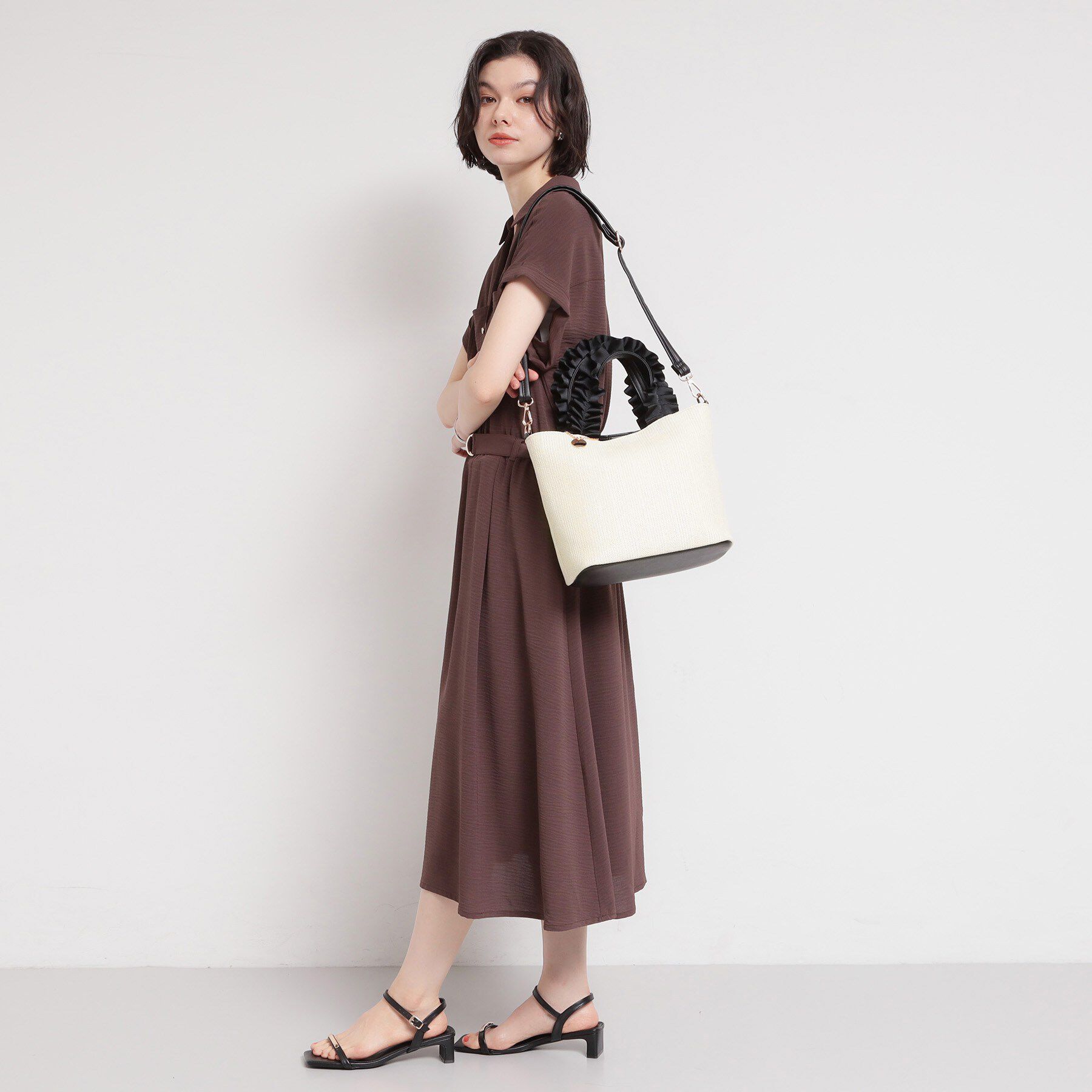 THE SHOP TK「雑材フリルハンドルトートバッグ」|トートバッグ|