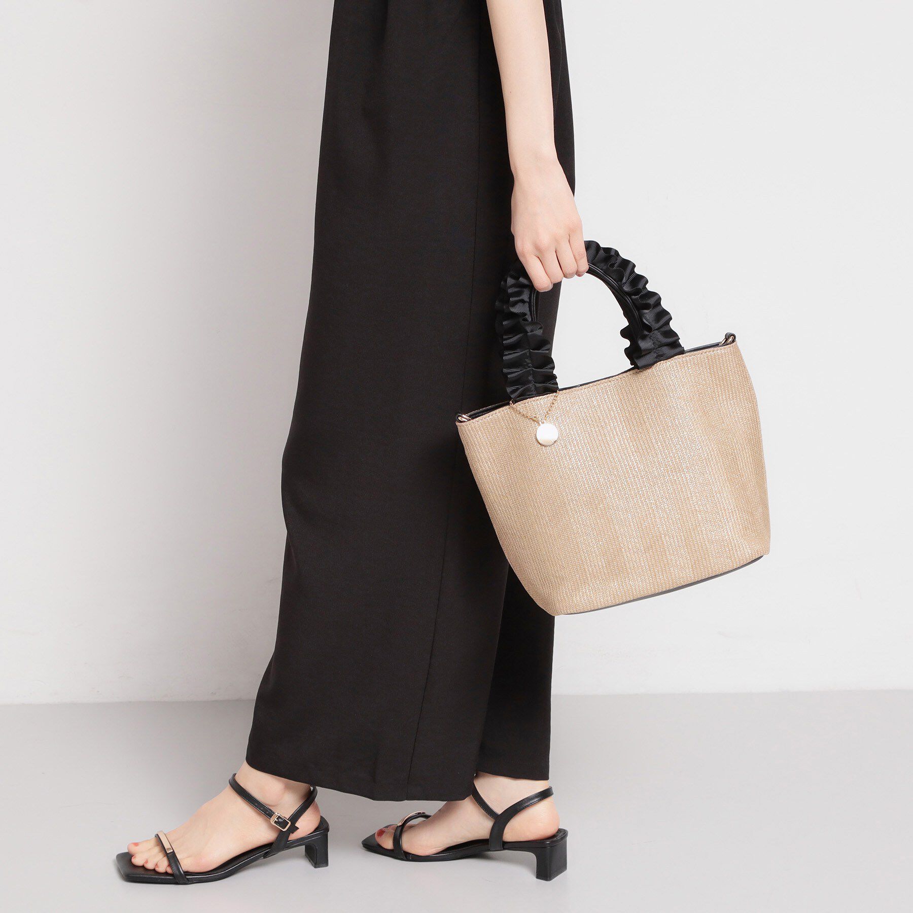 THE SHOP TK「雑材フリルハンドルトートバッグ」|トートバッグ|ベージュ(052)