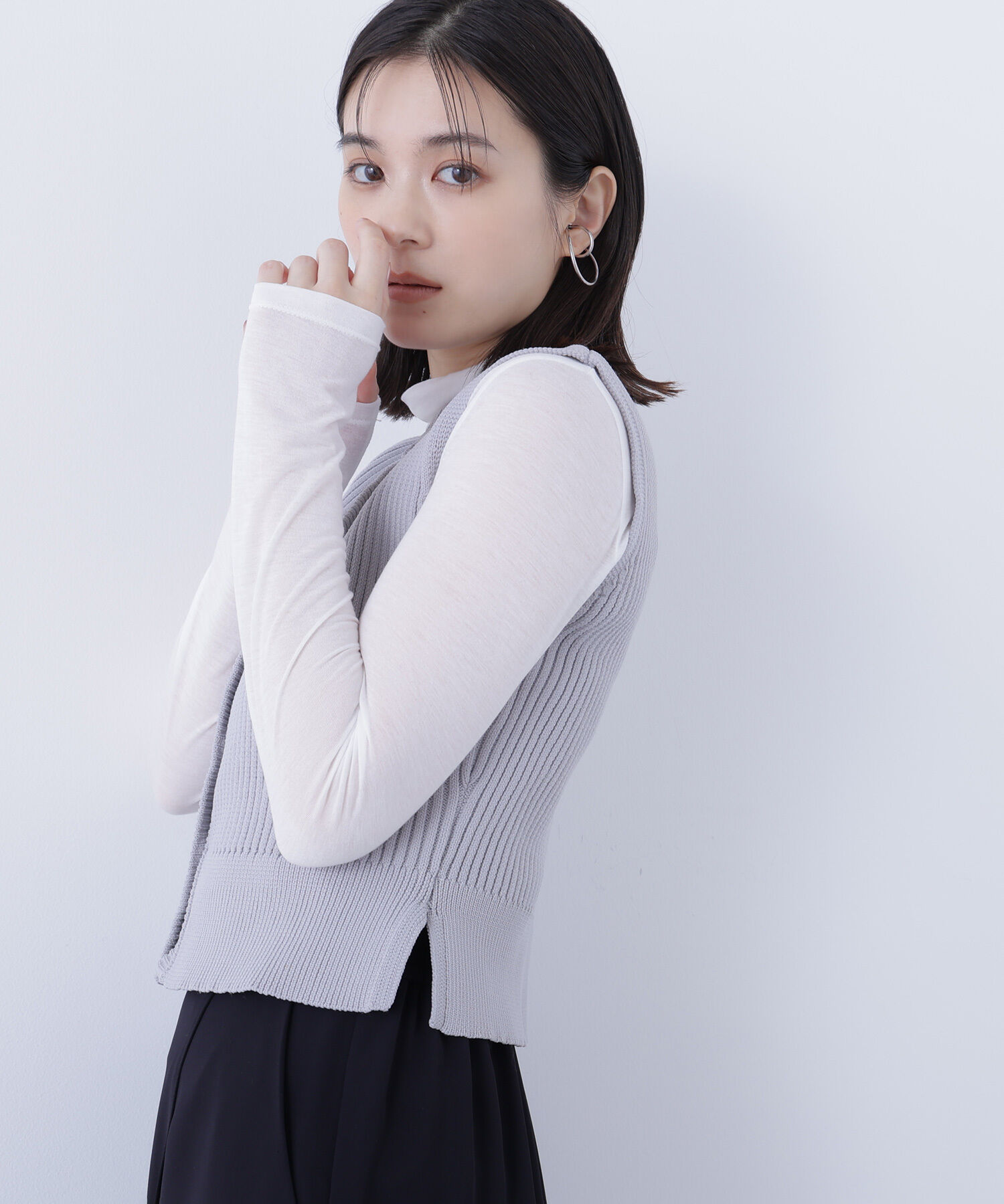  「2wayドッキングペプラムベスト」|ニット・セーター|