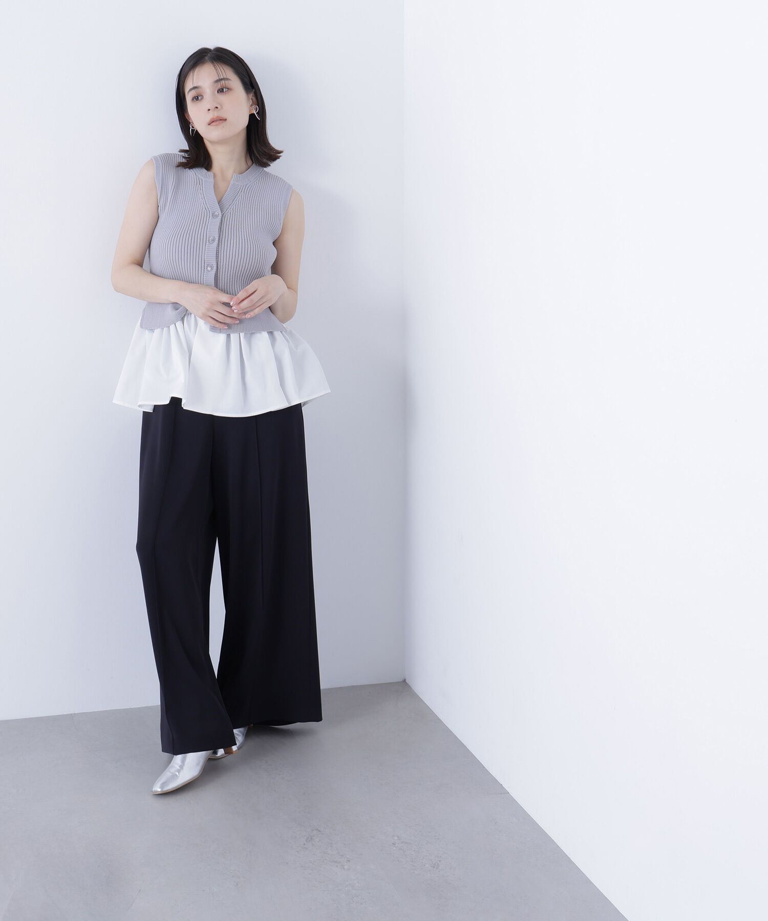  「2wayドッキングペプラムベスト」|ニット・セーター|