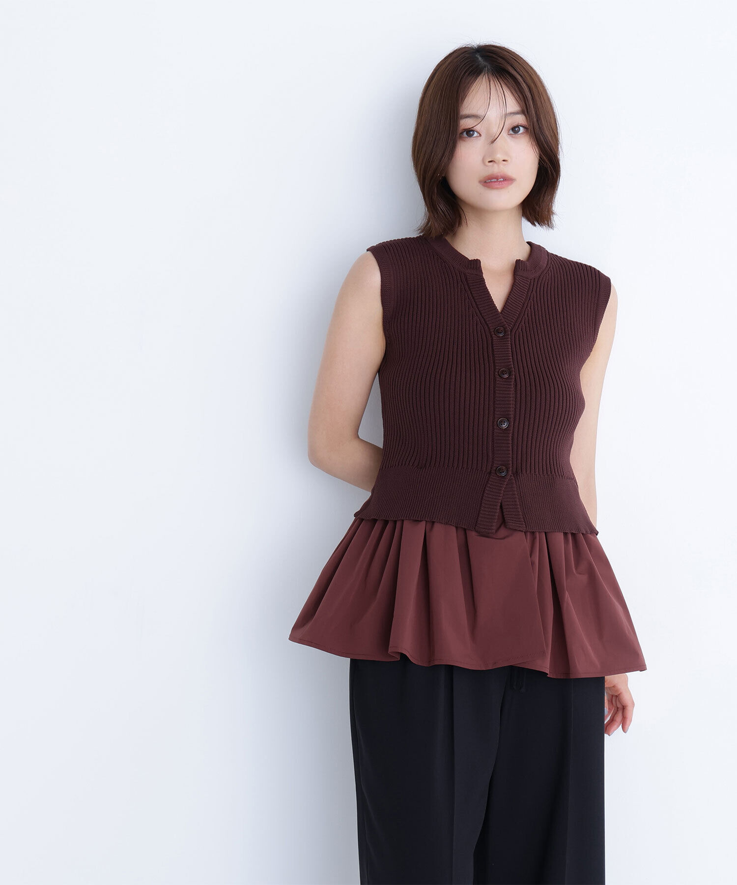  「2wayドッキングペプラムベスト」|ニット・セーター|ティラミスブ