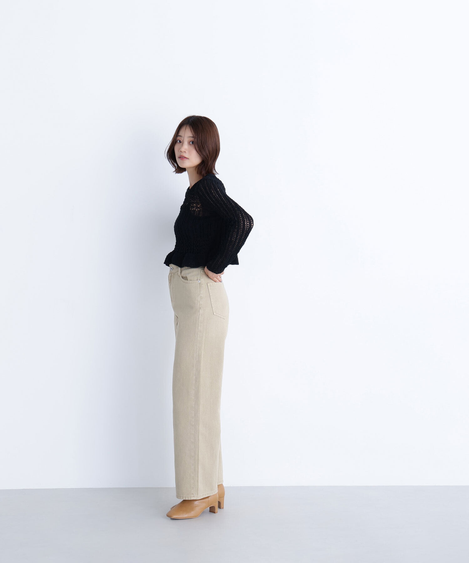  「クロップドレースメッシュニット」|ニット・セーター|