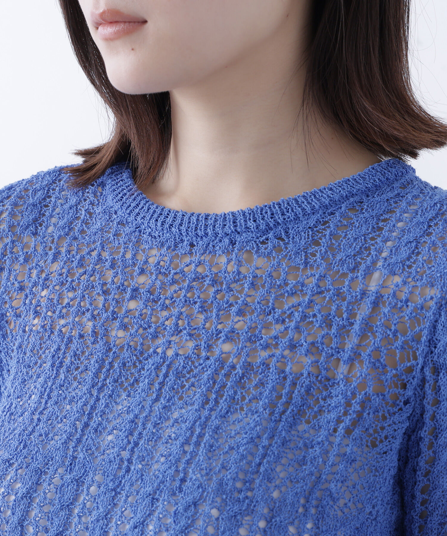  「クロップドレースメッシュニット」|ニット・セーター|