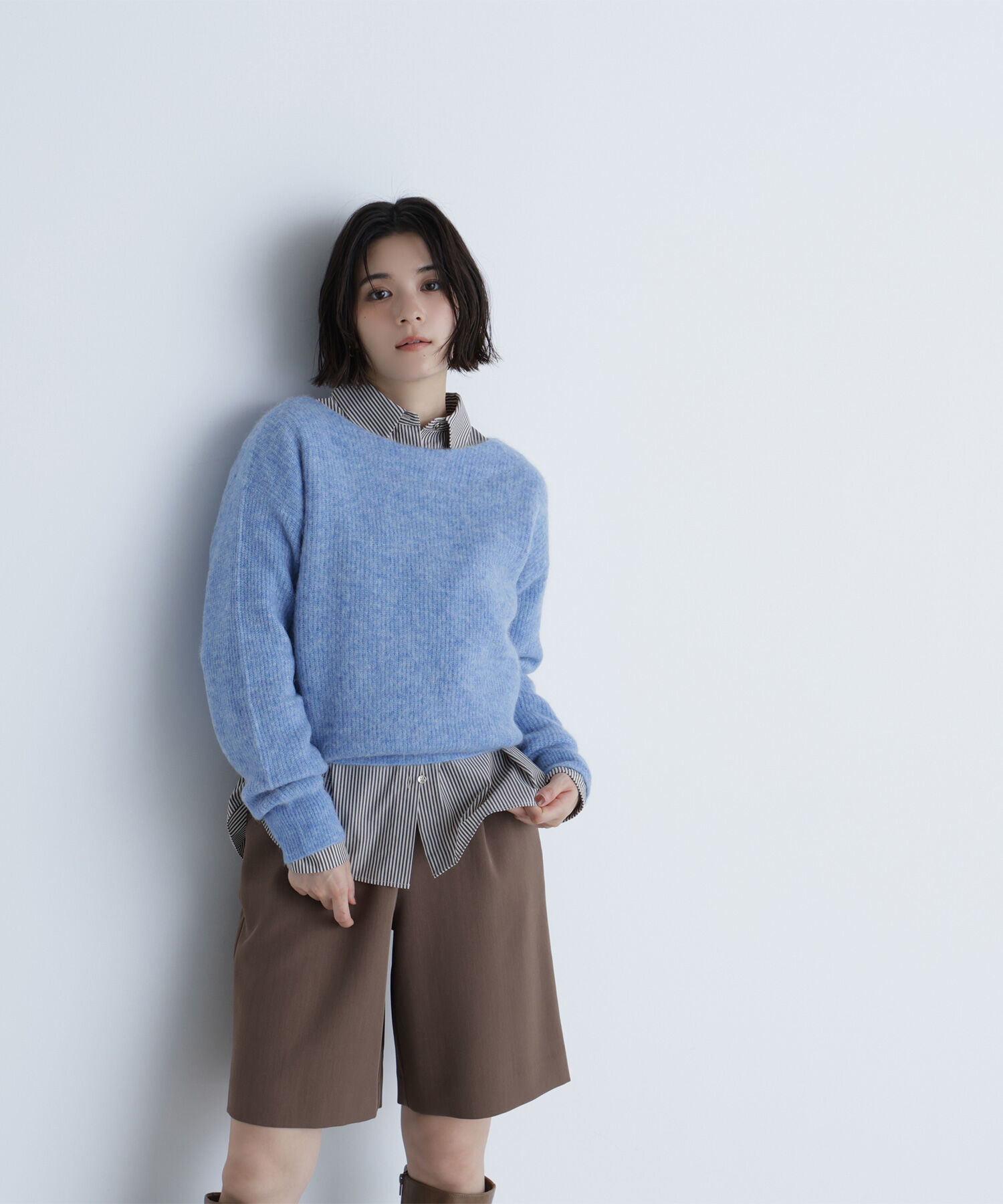  「アルパカ混クルーネックニット」|ニット・セーター|