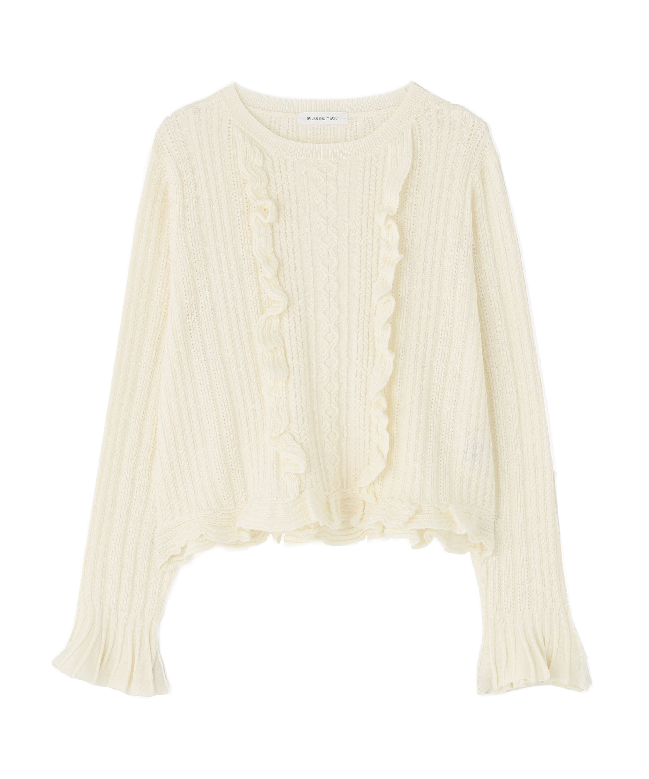  「ミニケーブルフリルニット」|ニット・セーター|