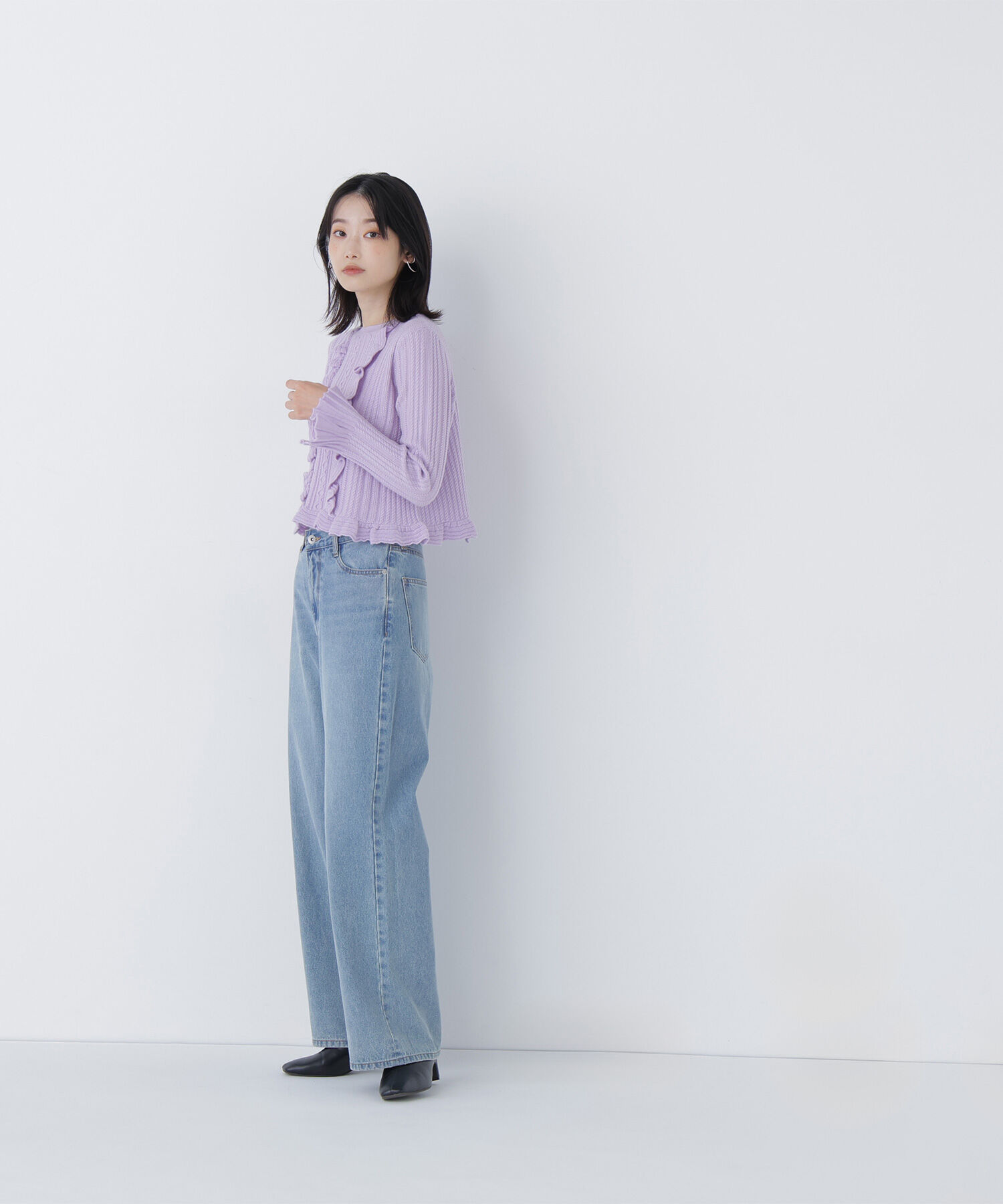  「ミニケーブルフリルニット」|ニット・セーター|