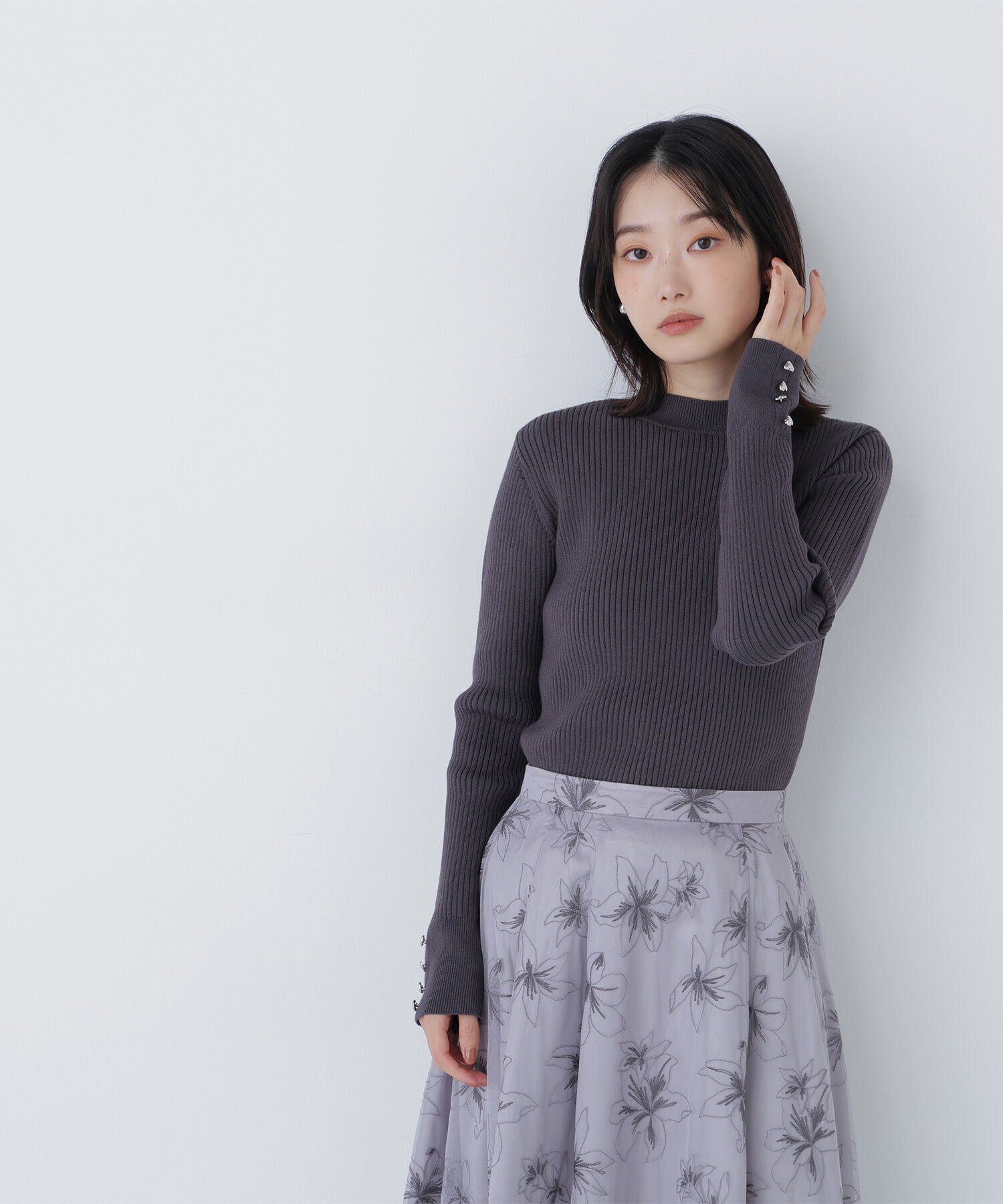  「ハートボタンカフスニット」|ニット・セーター|