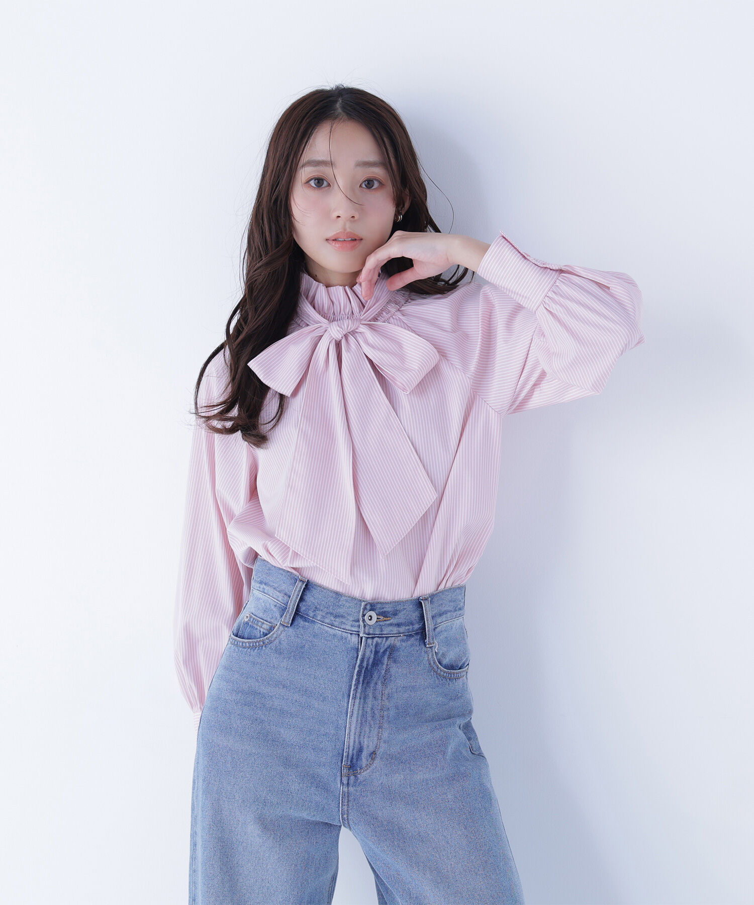  「ハイネックリボンボウブラウス」|シャツ・ブラウス|