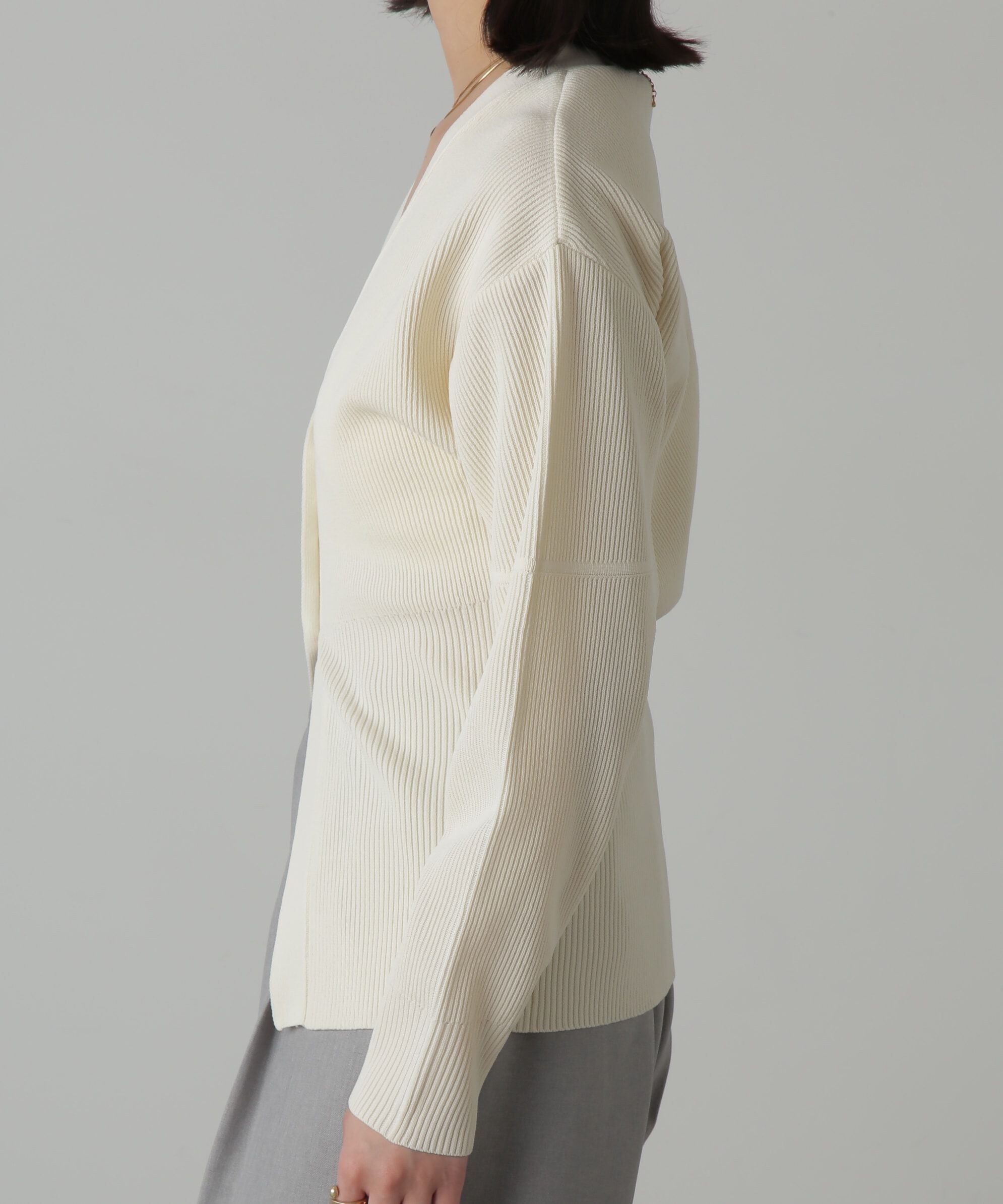  「ウエストシェイプリブニットカーディガン」|ニット・セーター|