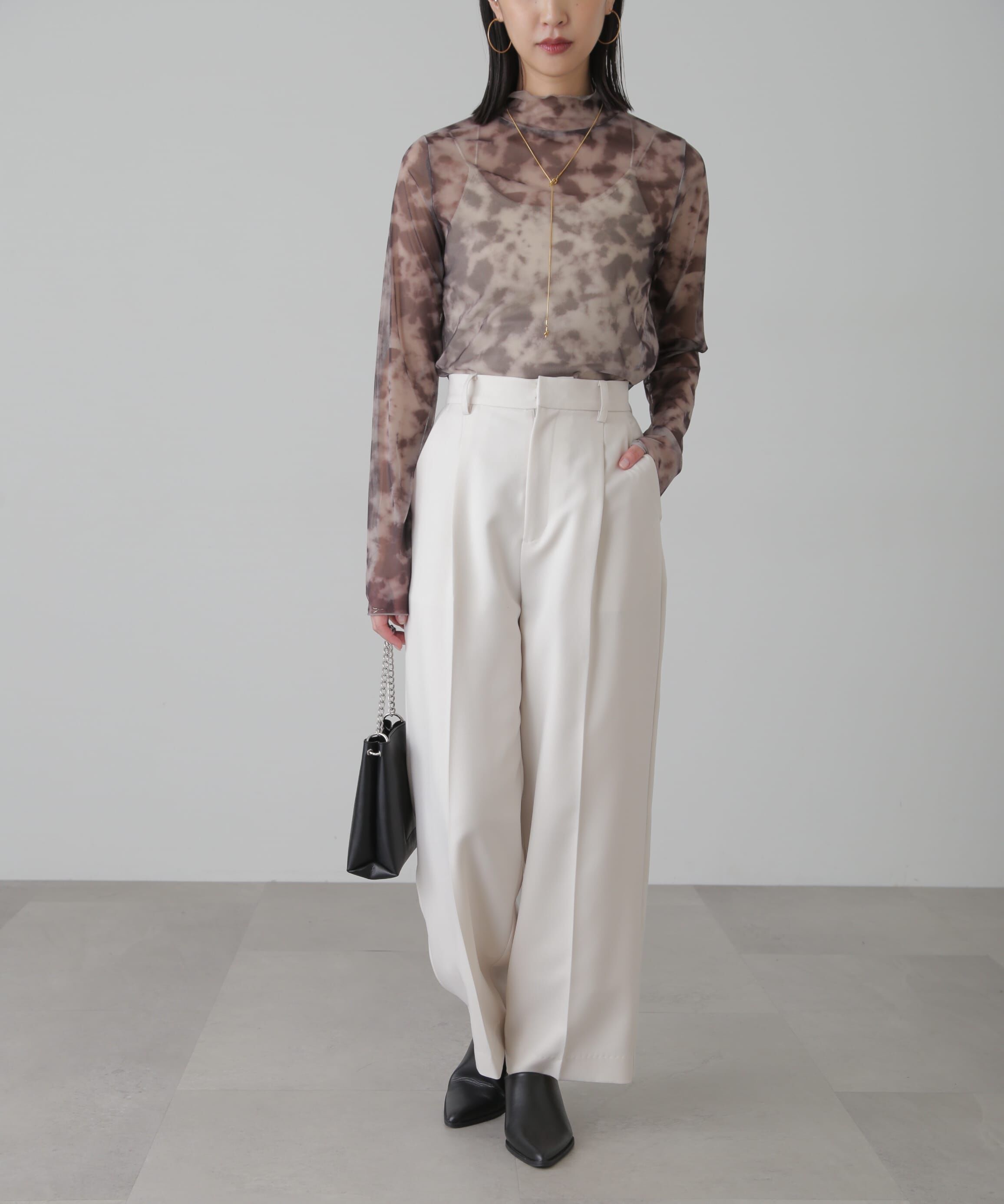  「ニュアンス柄シアーハイネックカットソー」|Tシャツ・カットソー|