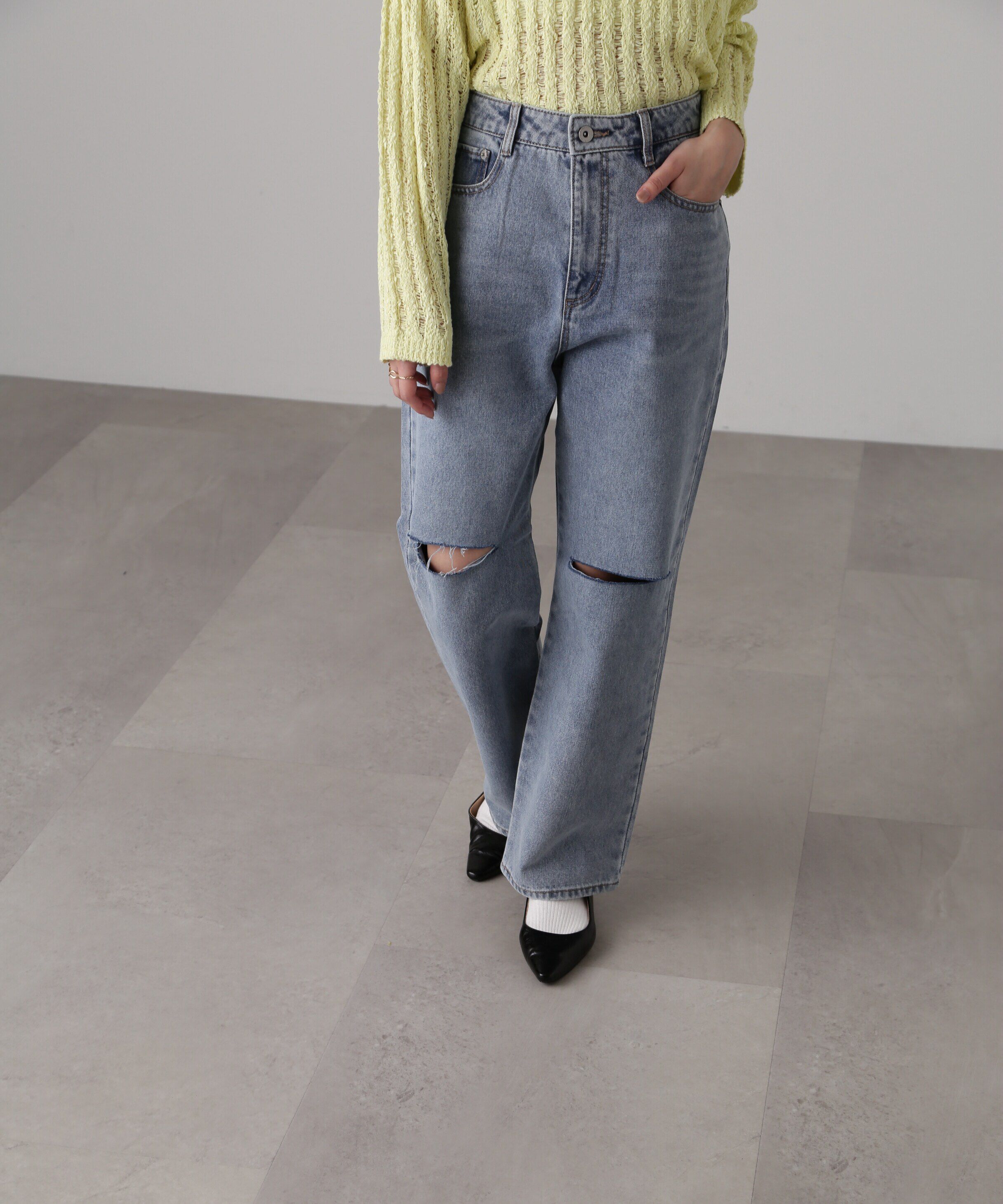  「[低身長サイズ/Sシリーズ]ニーカットストレートデニムパンツ」|その他|