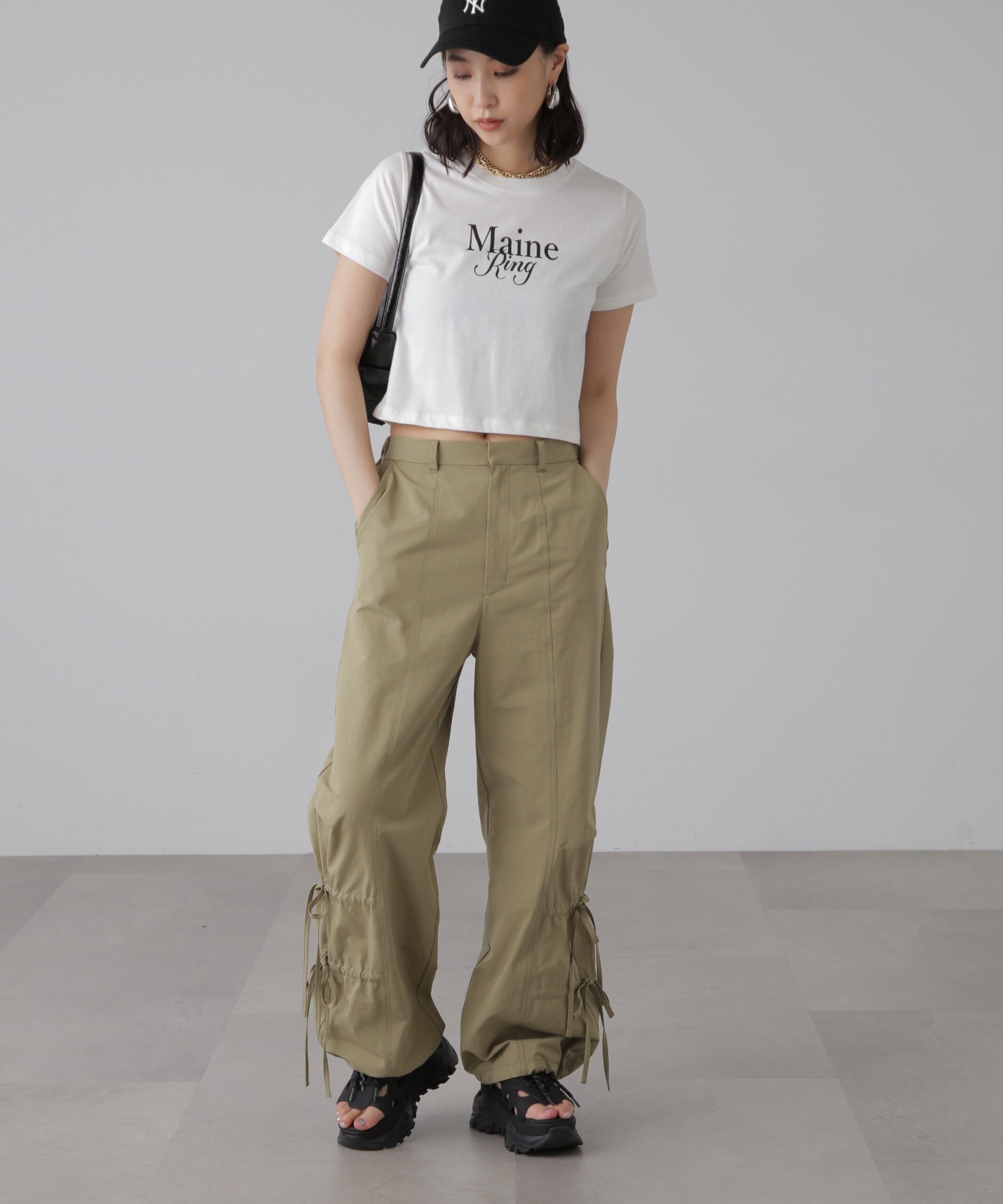  「ショート丈ロゴTシャツ」|Tシャツ・カットソー|