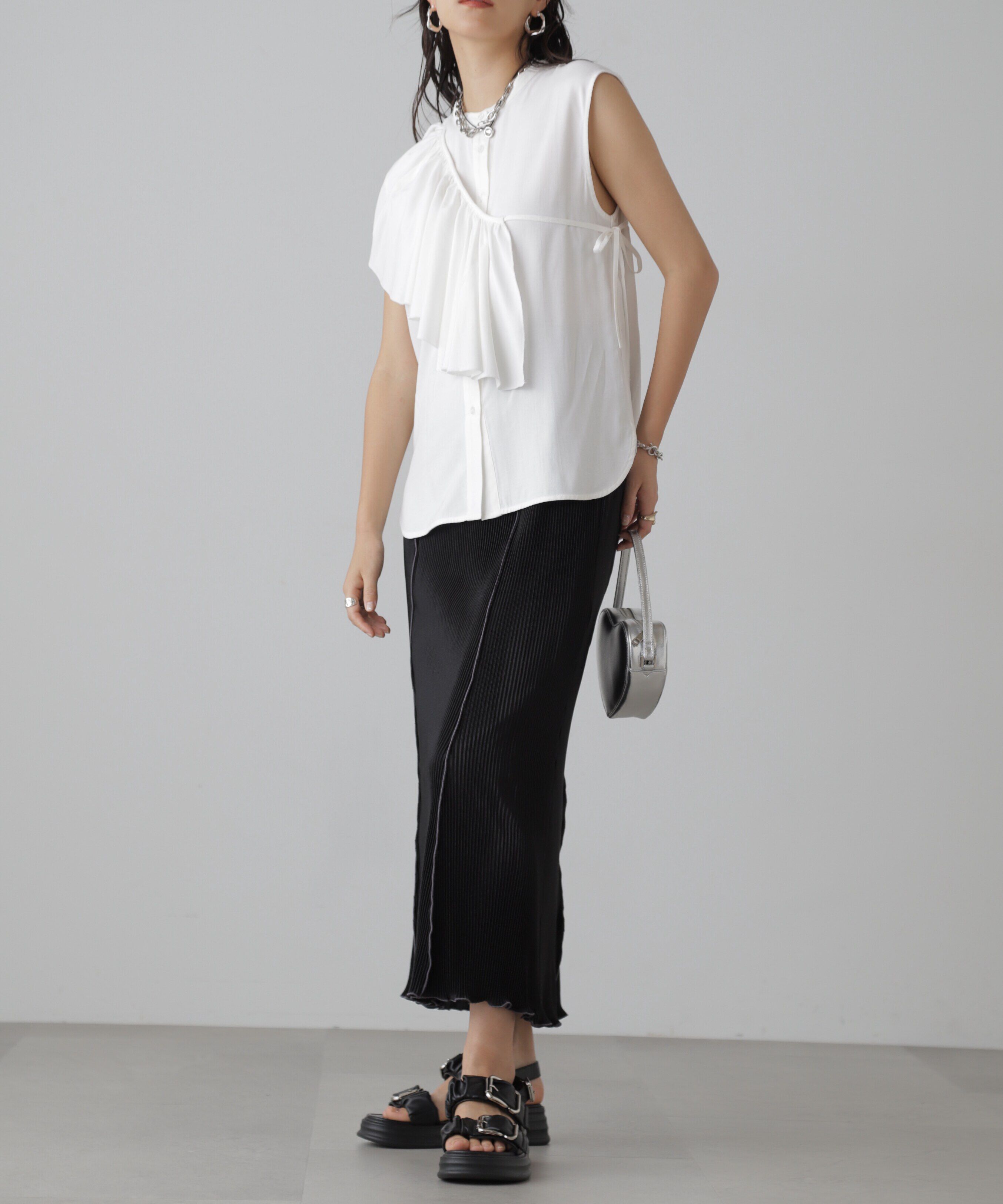  「配色メローカットソープリーツスカート」|スカート|