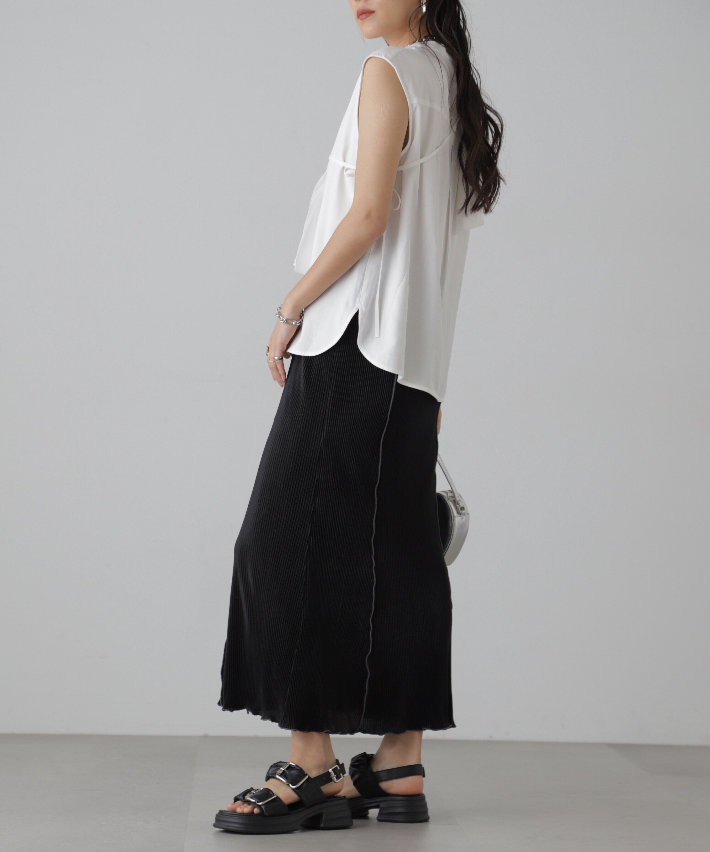  「配色メローカットソープリーツスカート」|スカート|