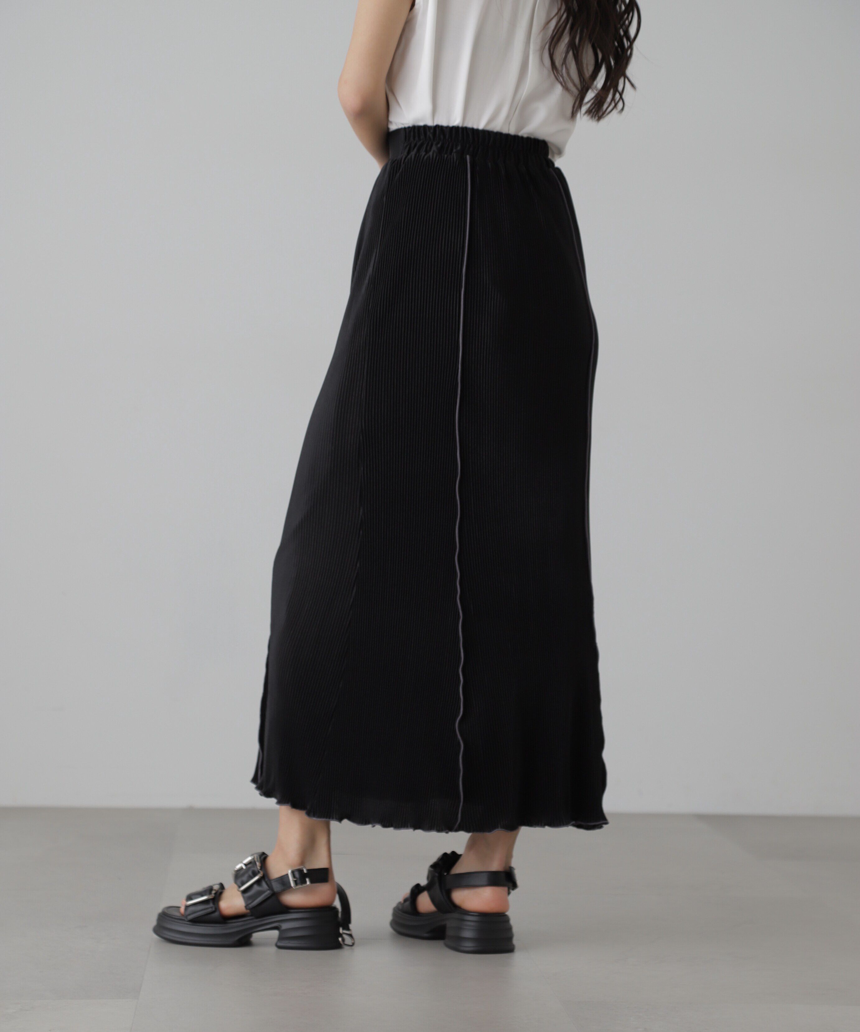  「配色メローカットソープリーツスカート」|スカート|