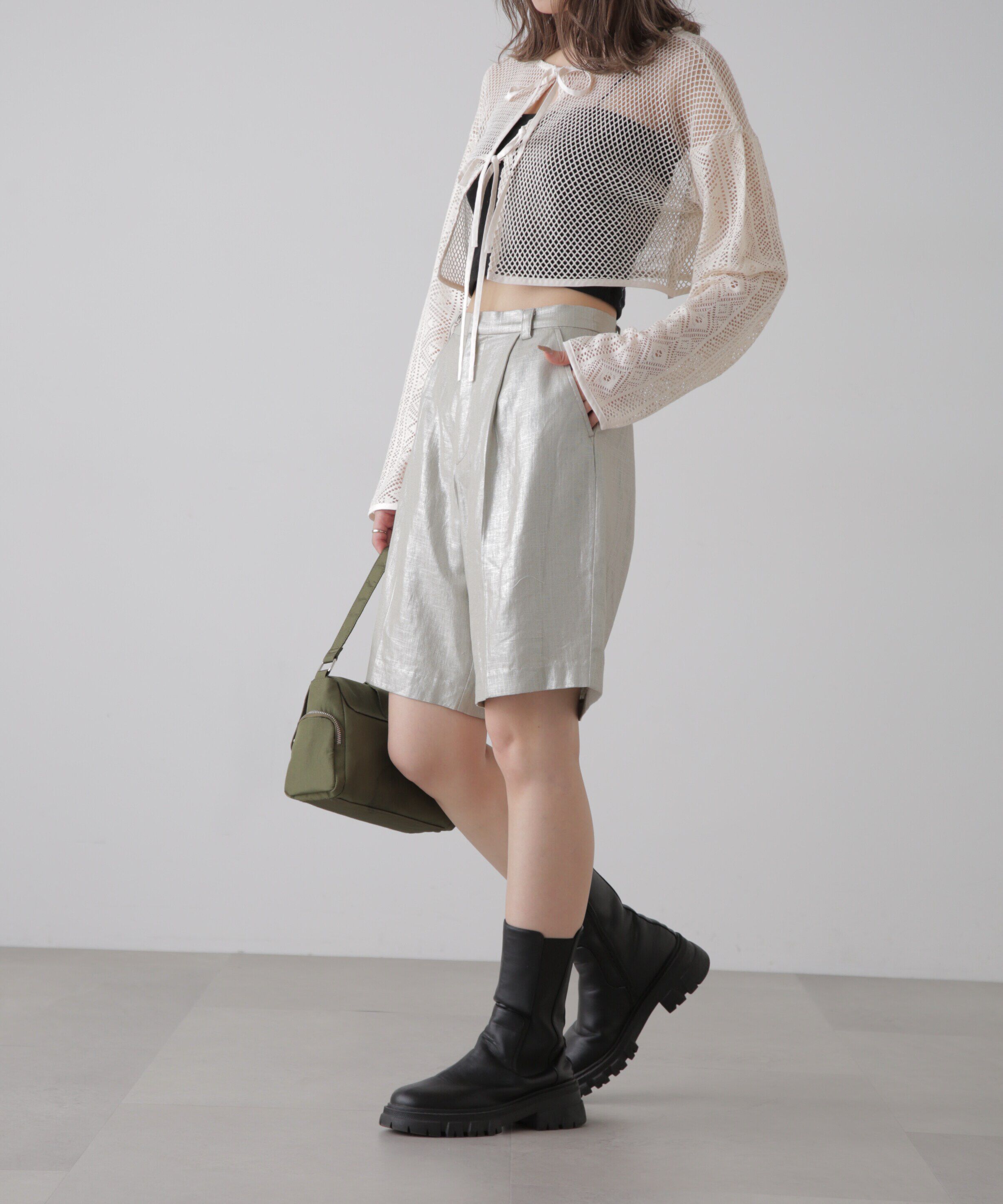  「前後2wayダブルリボンメッシュカーディガン」|シャツ・ブラウス|