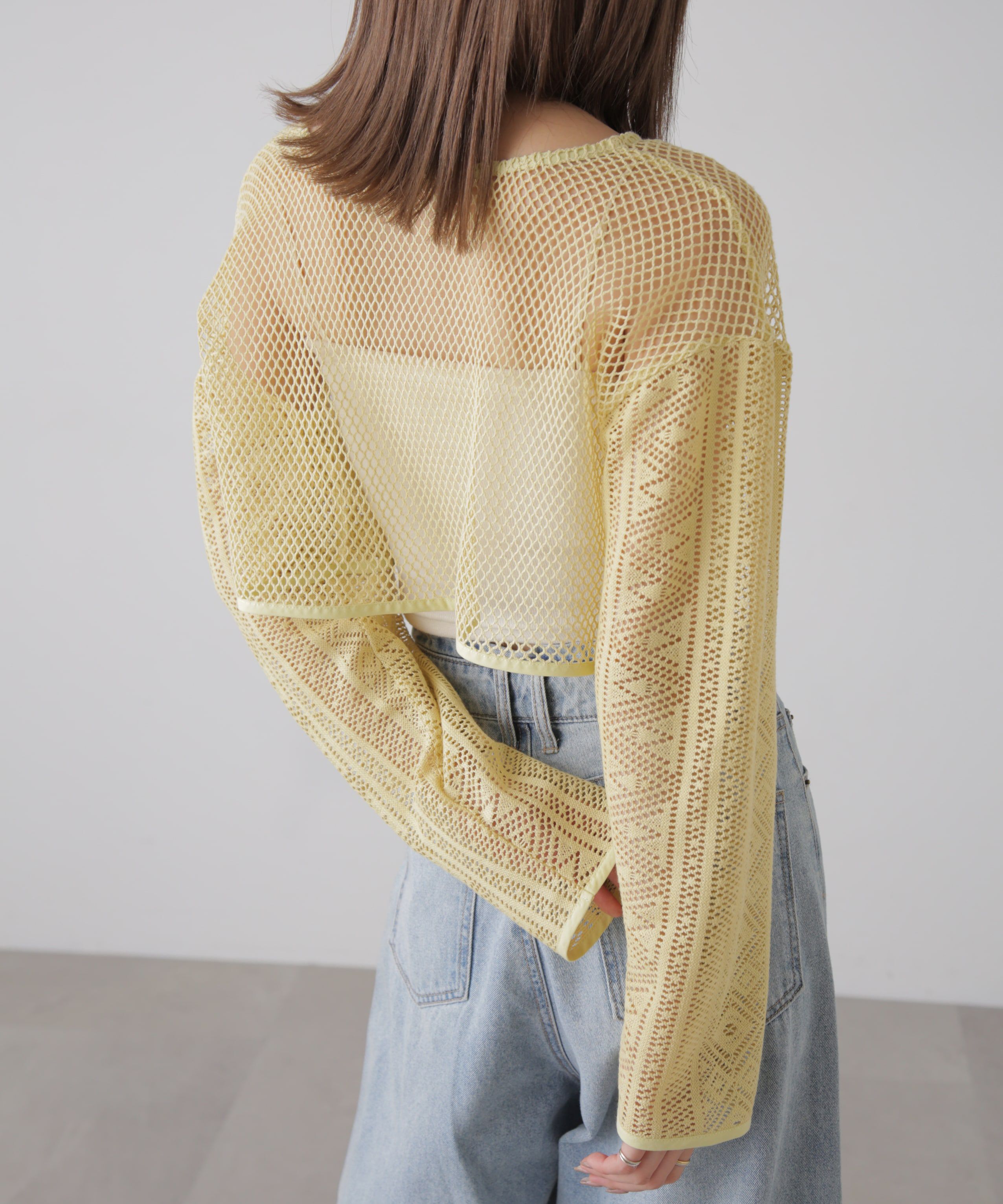  「前後2wayダブルリボンメッシュカーディガン」|シャツ・ブラウス|