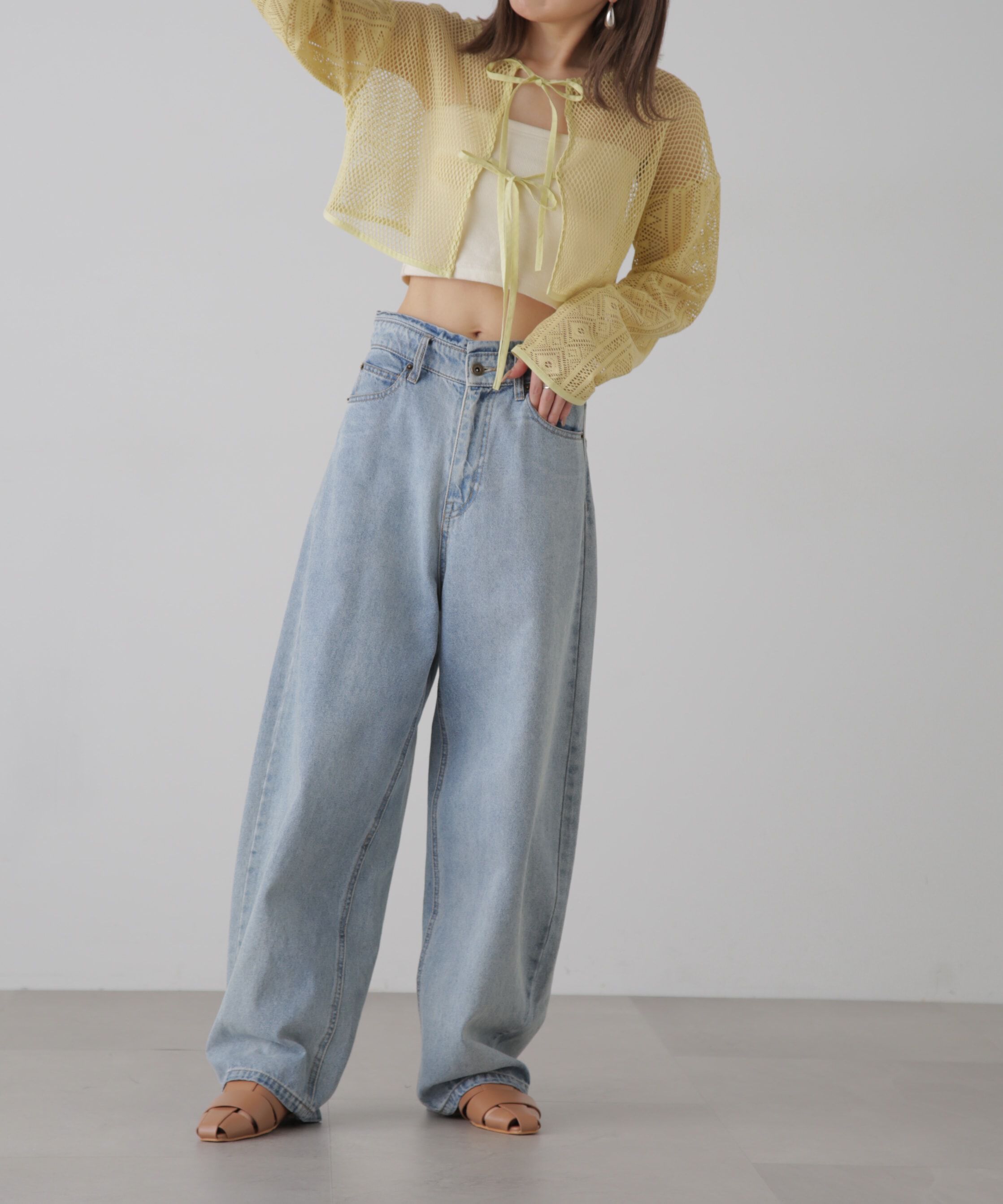  「前後2wayダブルリボンメッシュカーディガン」|シャツ・ブラウス|