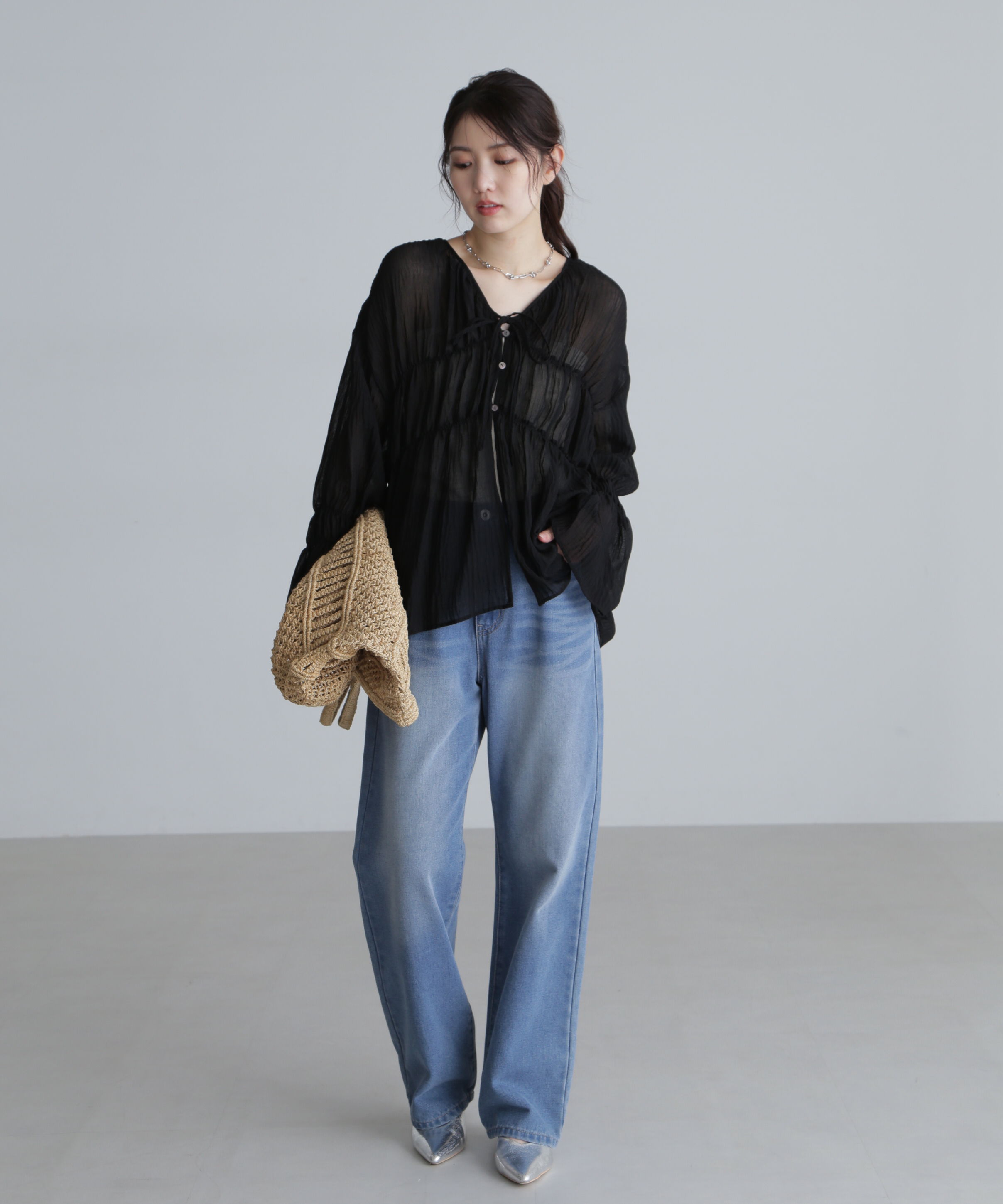  「シャーリングドロストチュニックブラウス」|シャツ・ブラウス|