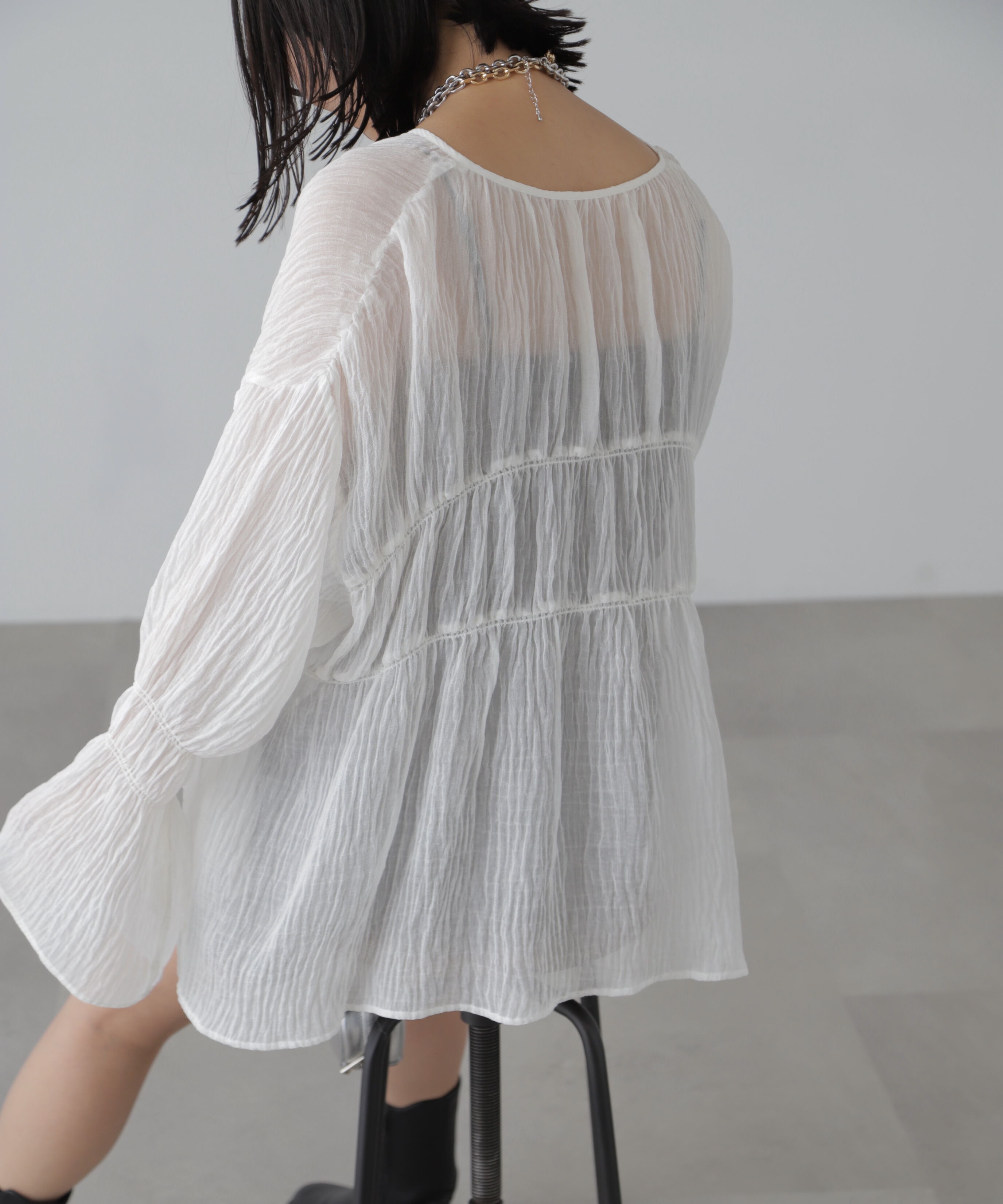  「シャーリングドロストチュニックブラウス」|シャツ・ブラウス|