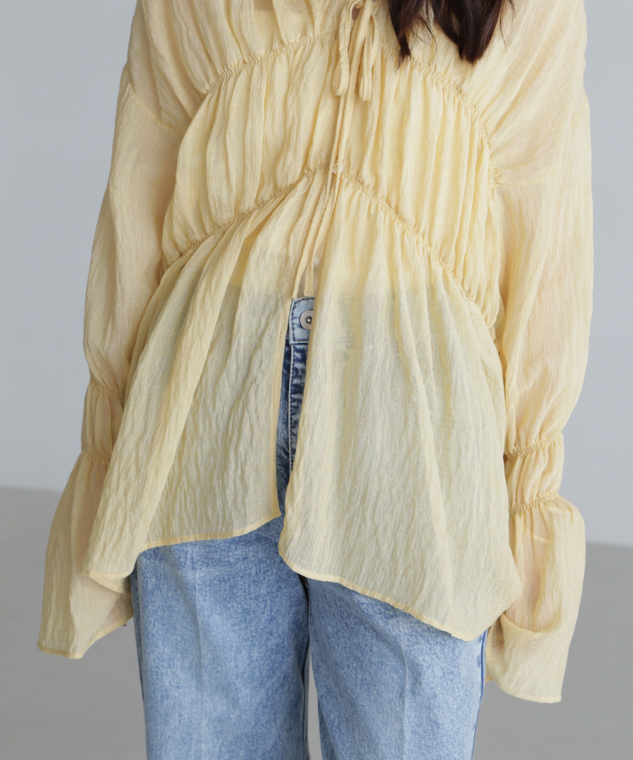  「シャーリングドロストチュニックブラウス」|シャツ・ブラウス|