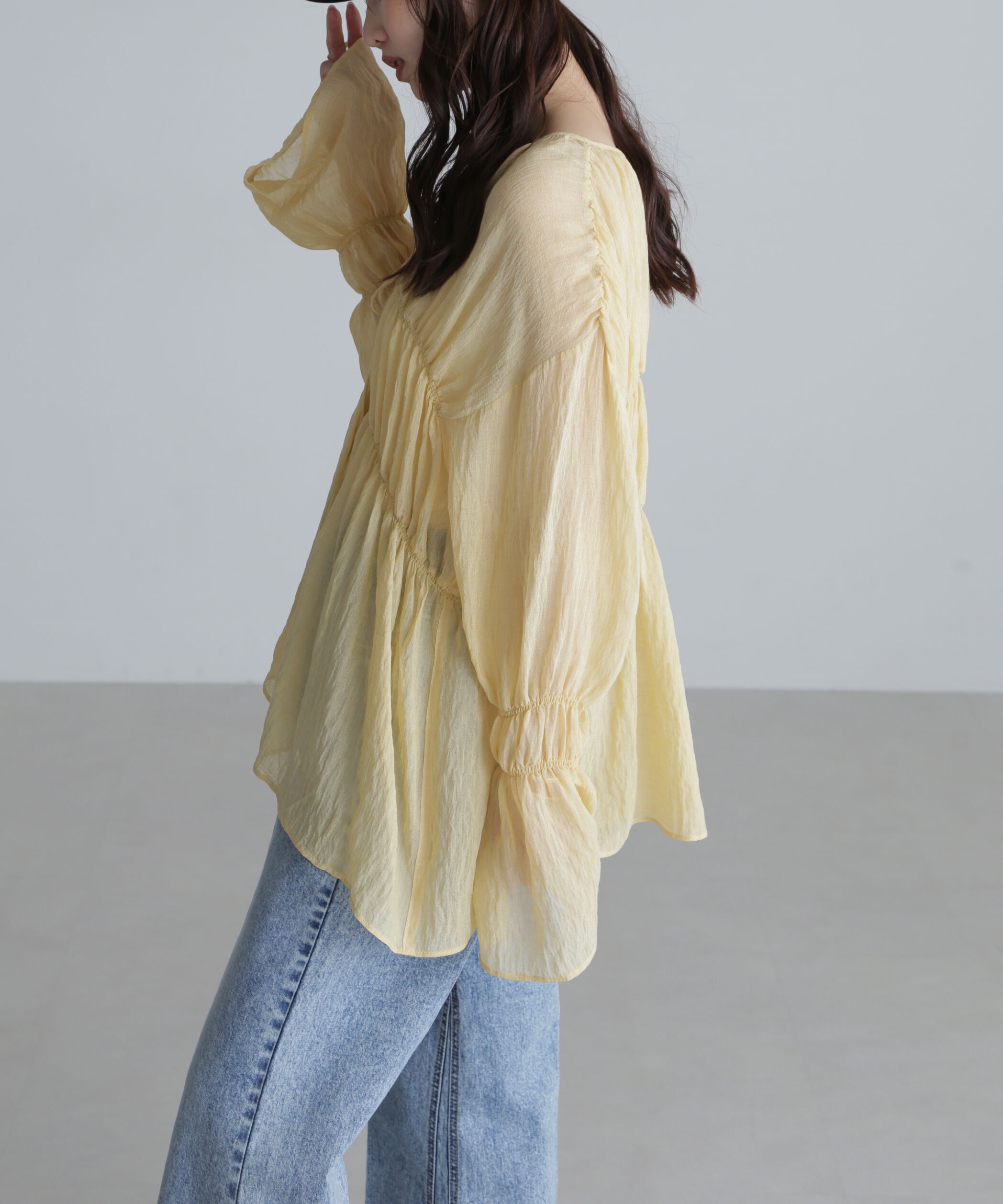  「シャーリングドロストチュニックブラウス」|シャツ・ブラウス|