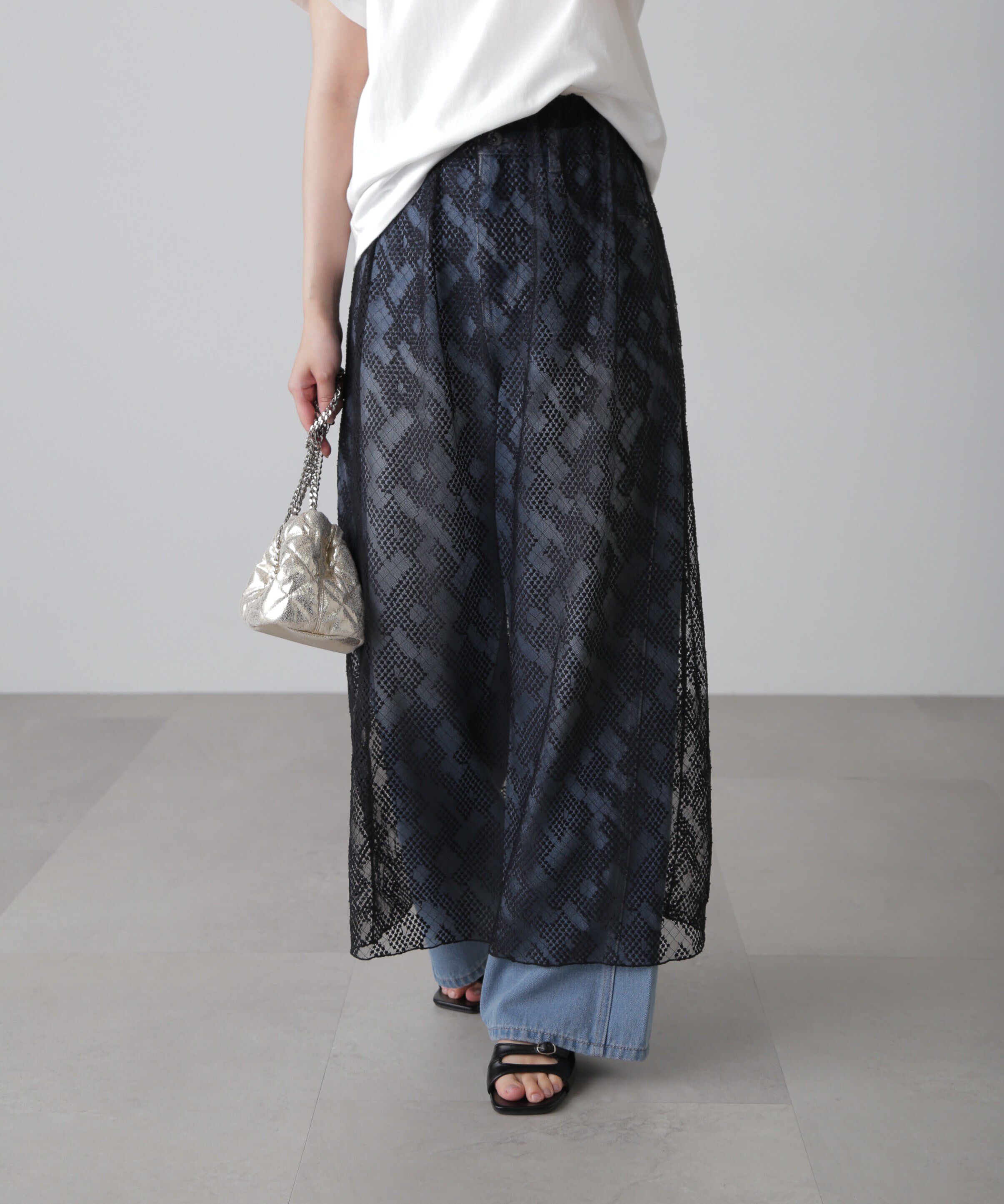  「チュールジャガードレイヤードスカート」|スカート|