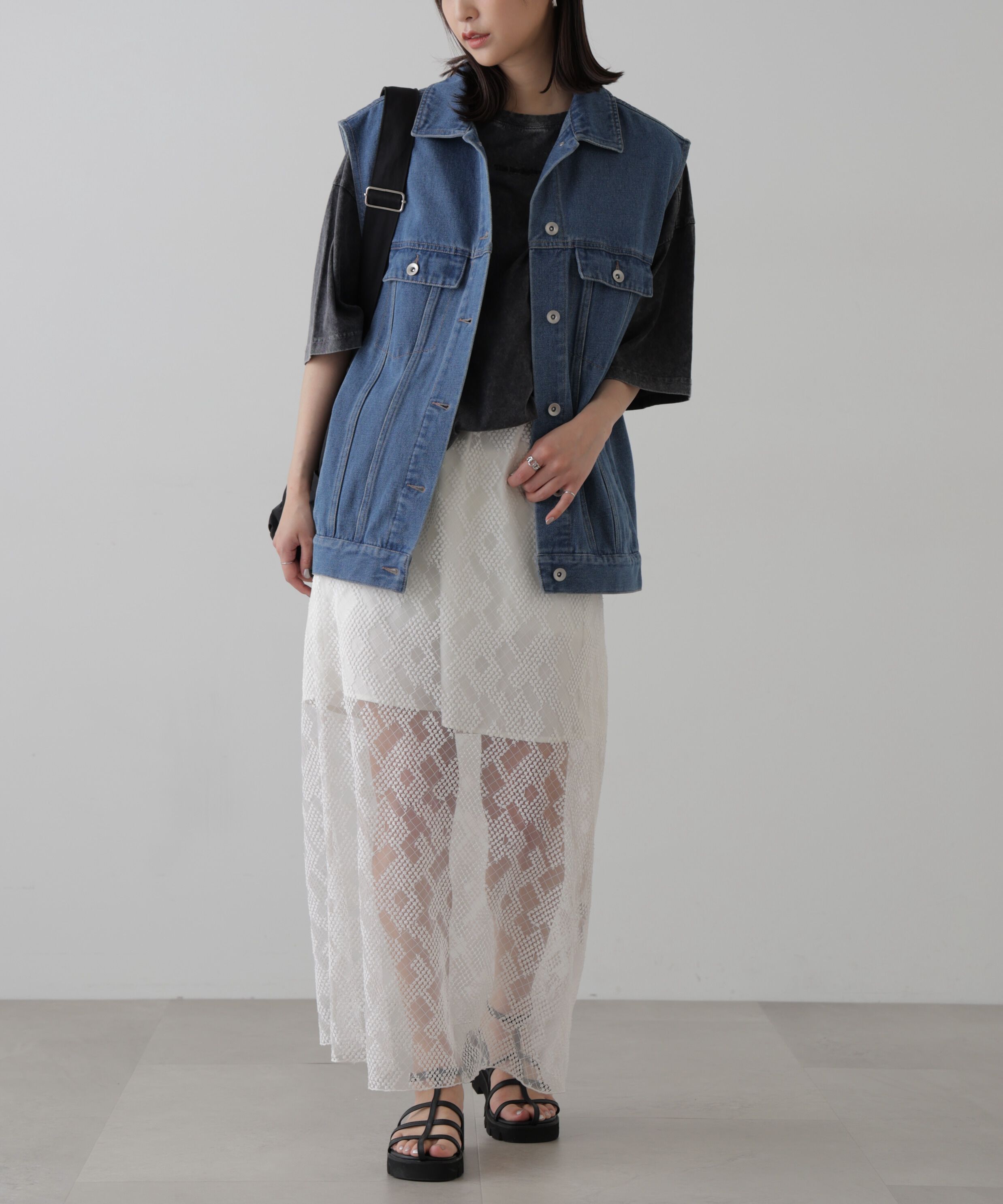  「チュールジャガードレイヤードスカート」|スカート|