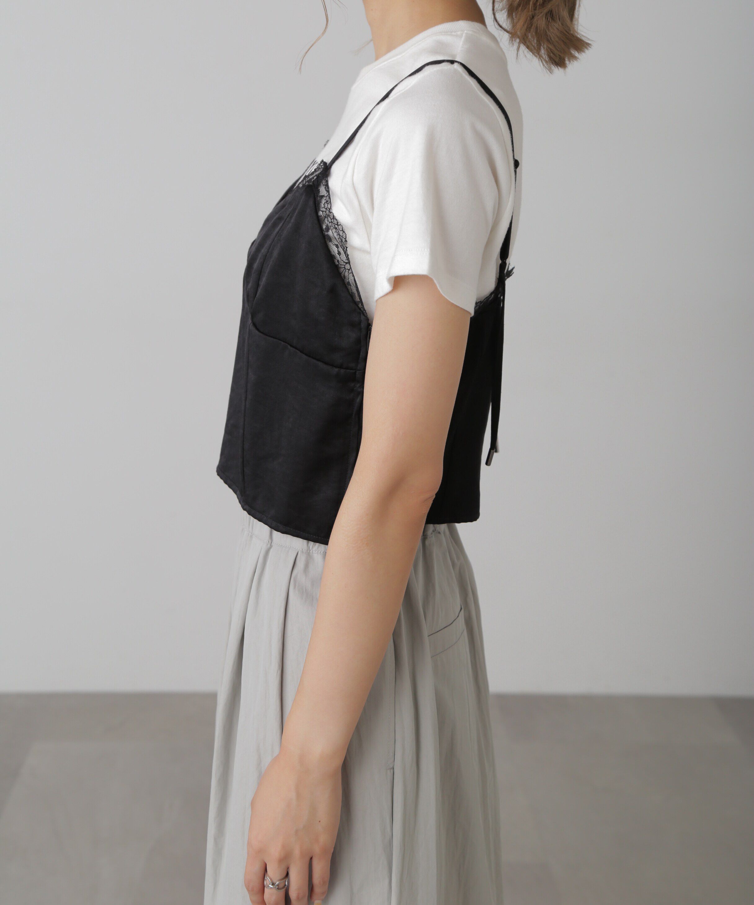  「サテンレースキャミソール」|シャツ・ブラウス|