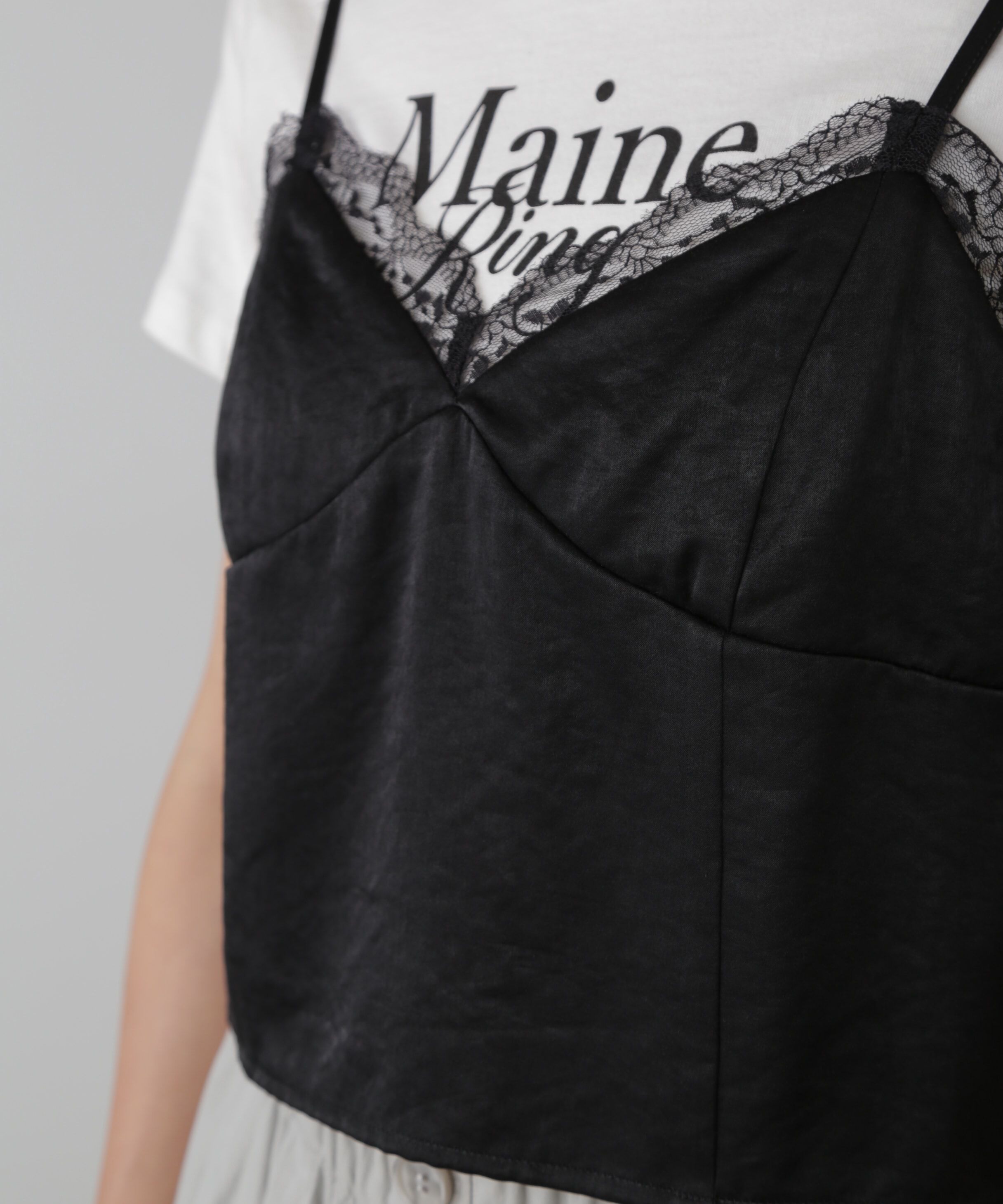  「サテンレースキャミソール」|シャツ・ブラウス|