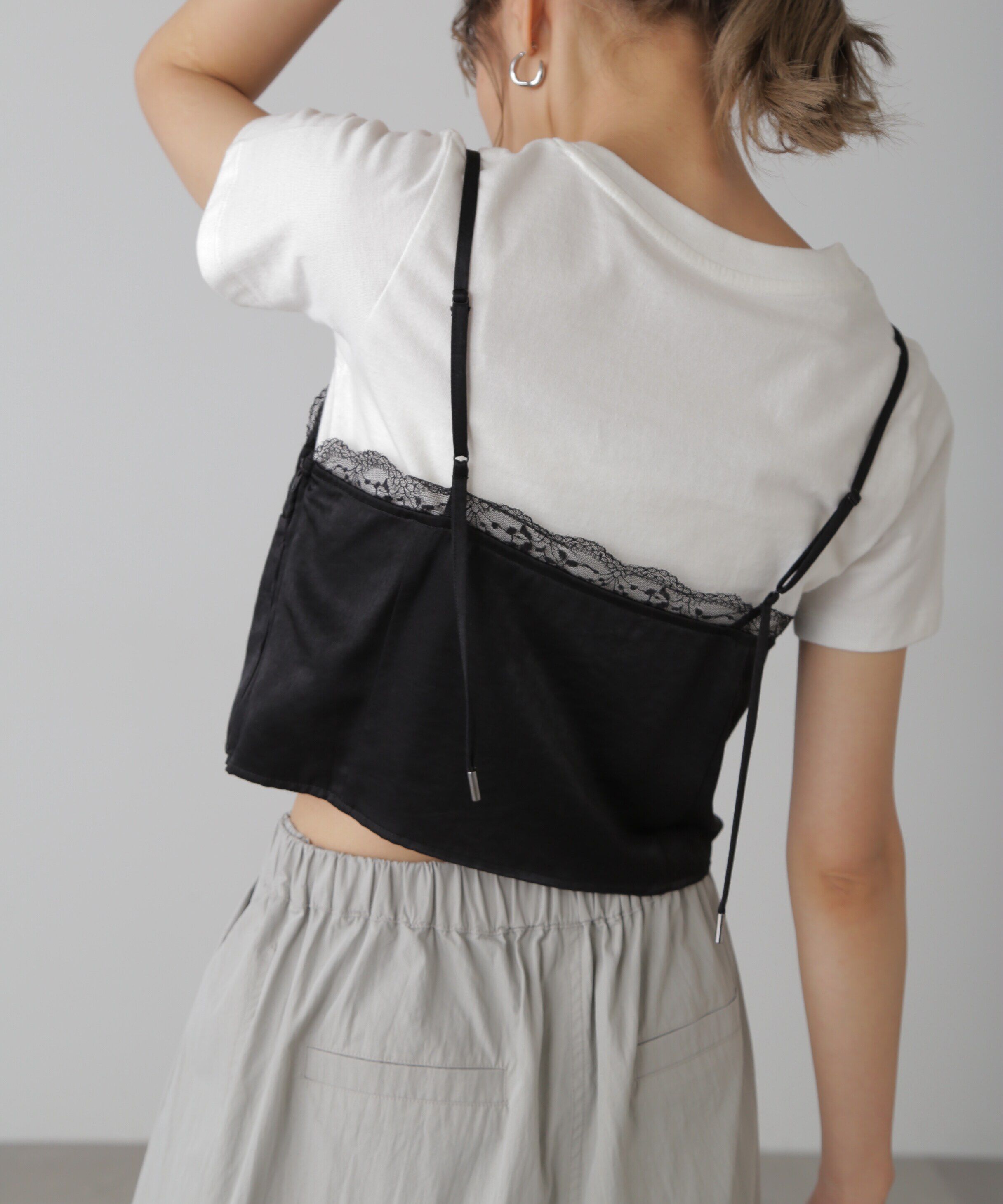  「サテンレースキャミソール」|シャツ・ブラウス|