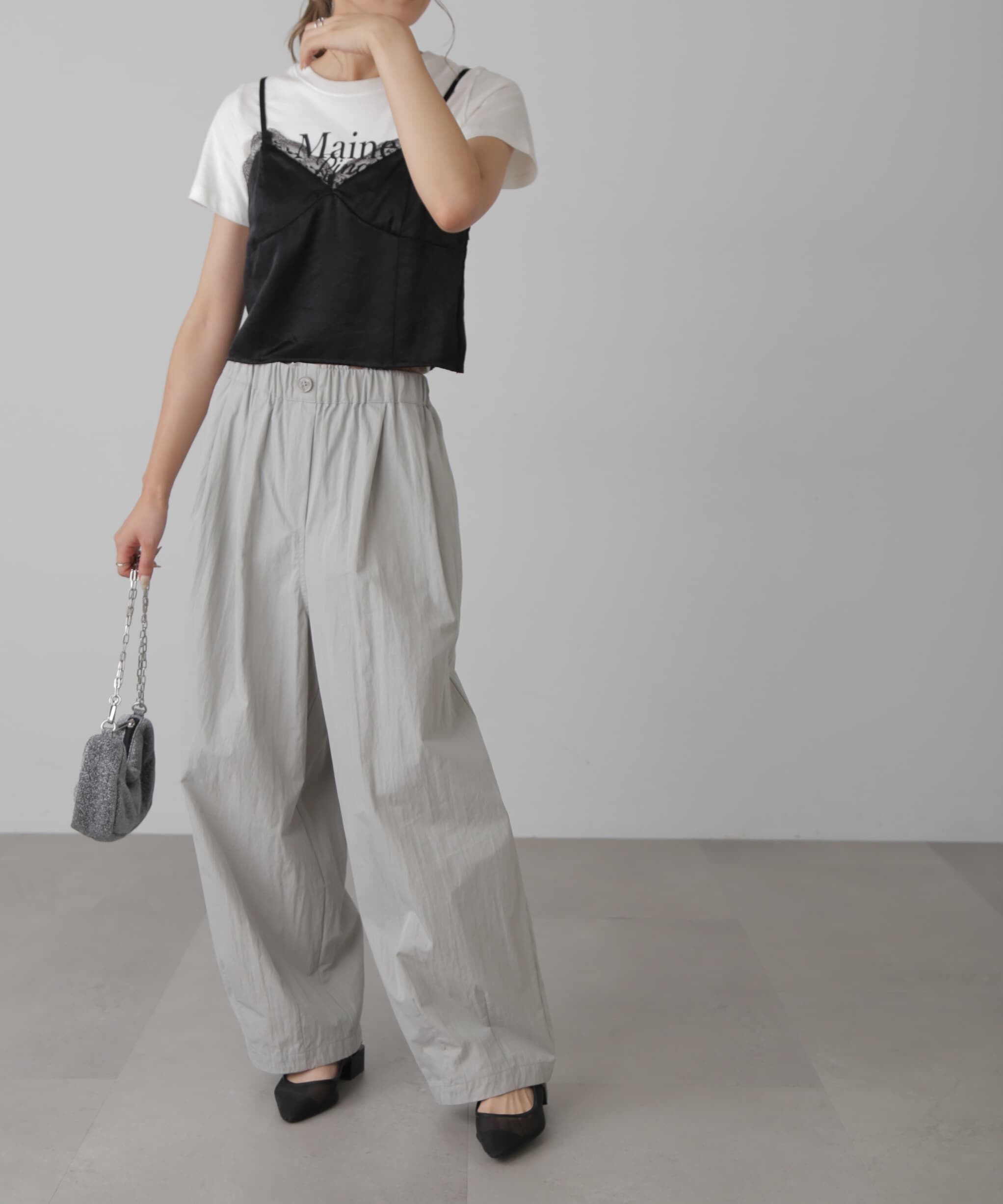  「サテンレースキャミソール」|シャツ・ブラウス|