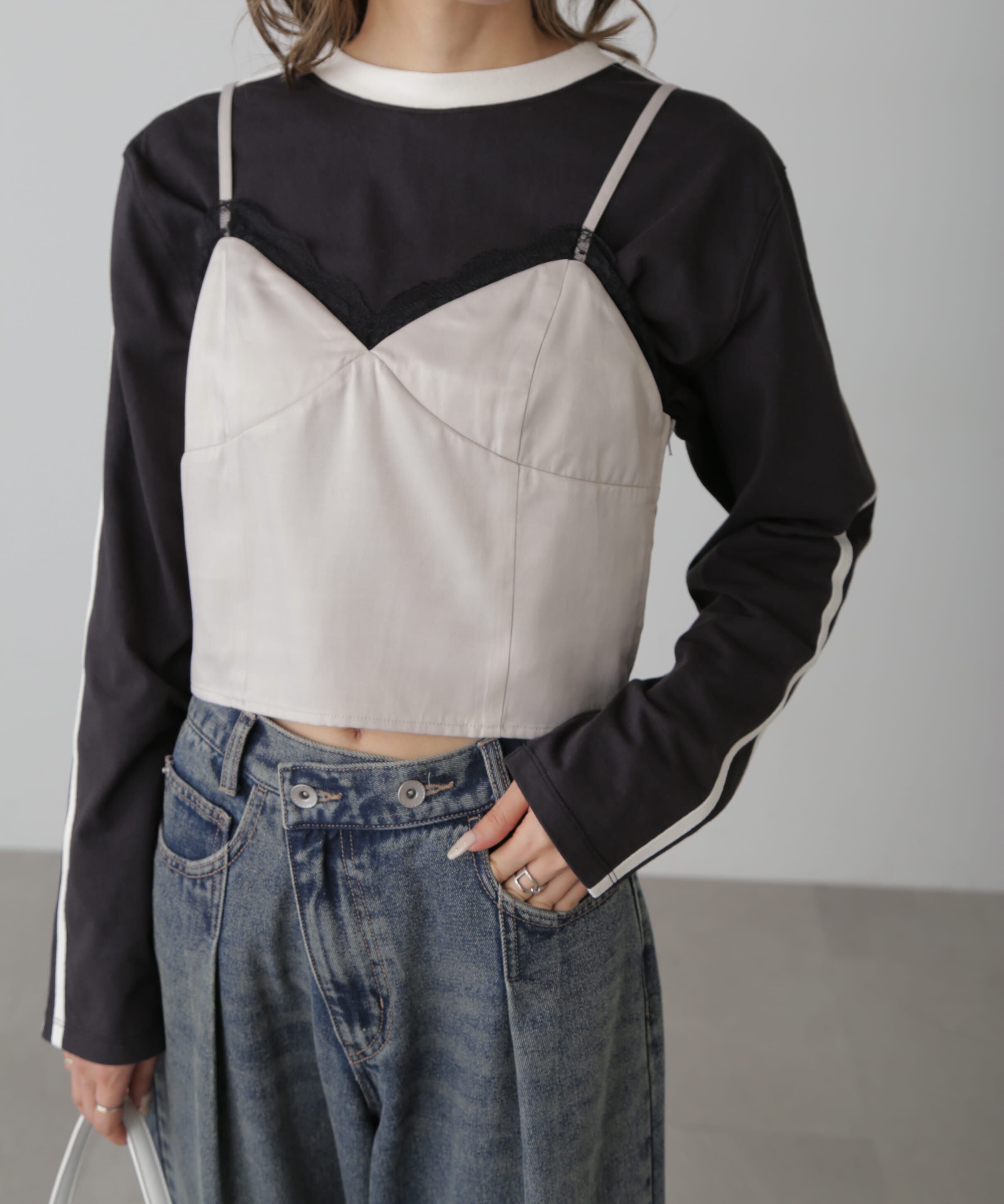  「サテンレースキャミソール」|シャツ・ブラウス|