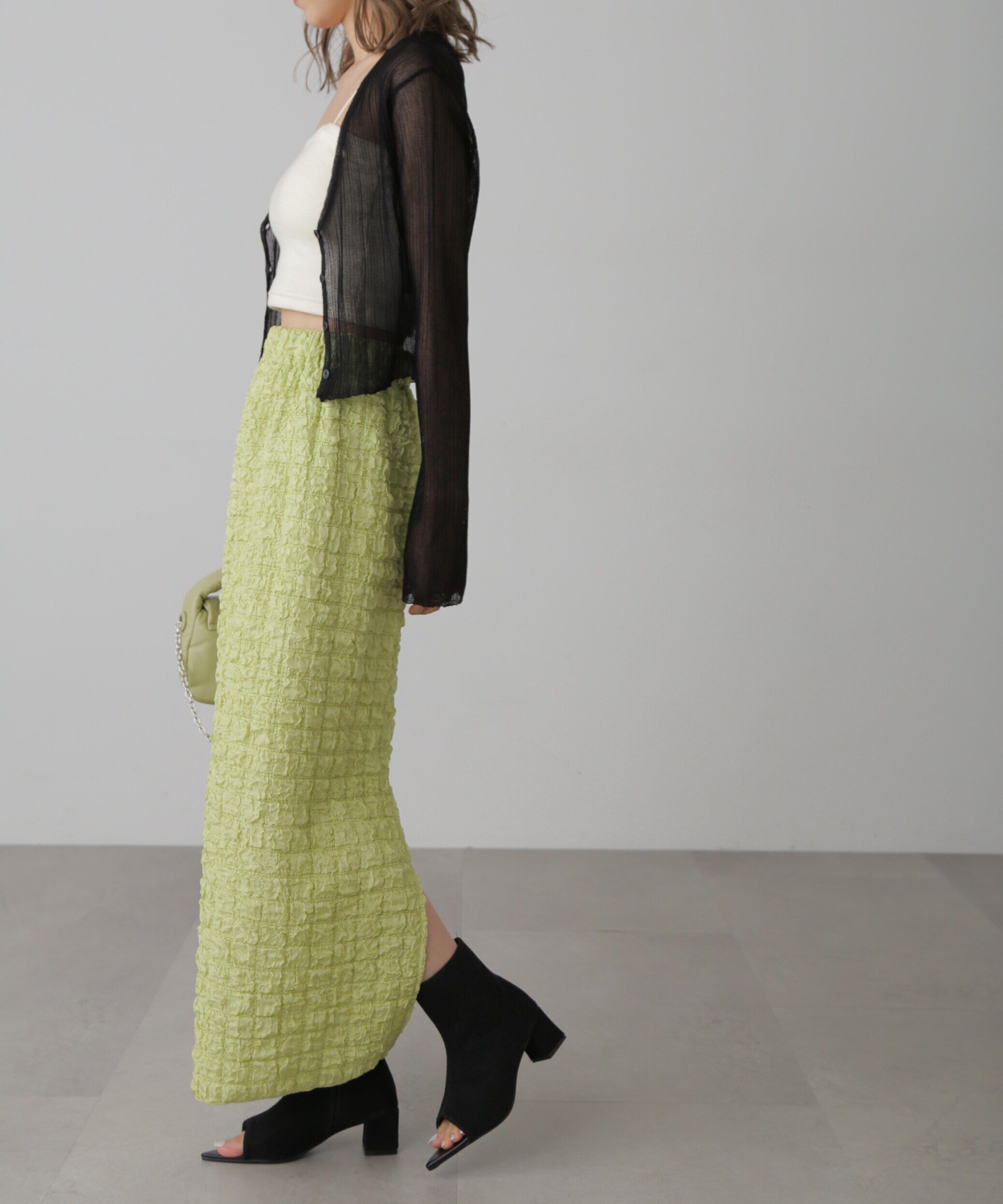  「シアーVネックコンパクトニットカーディガン」|ニット・セーター|