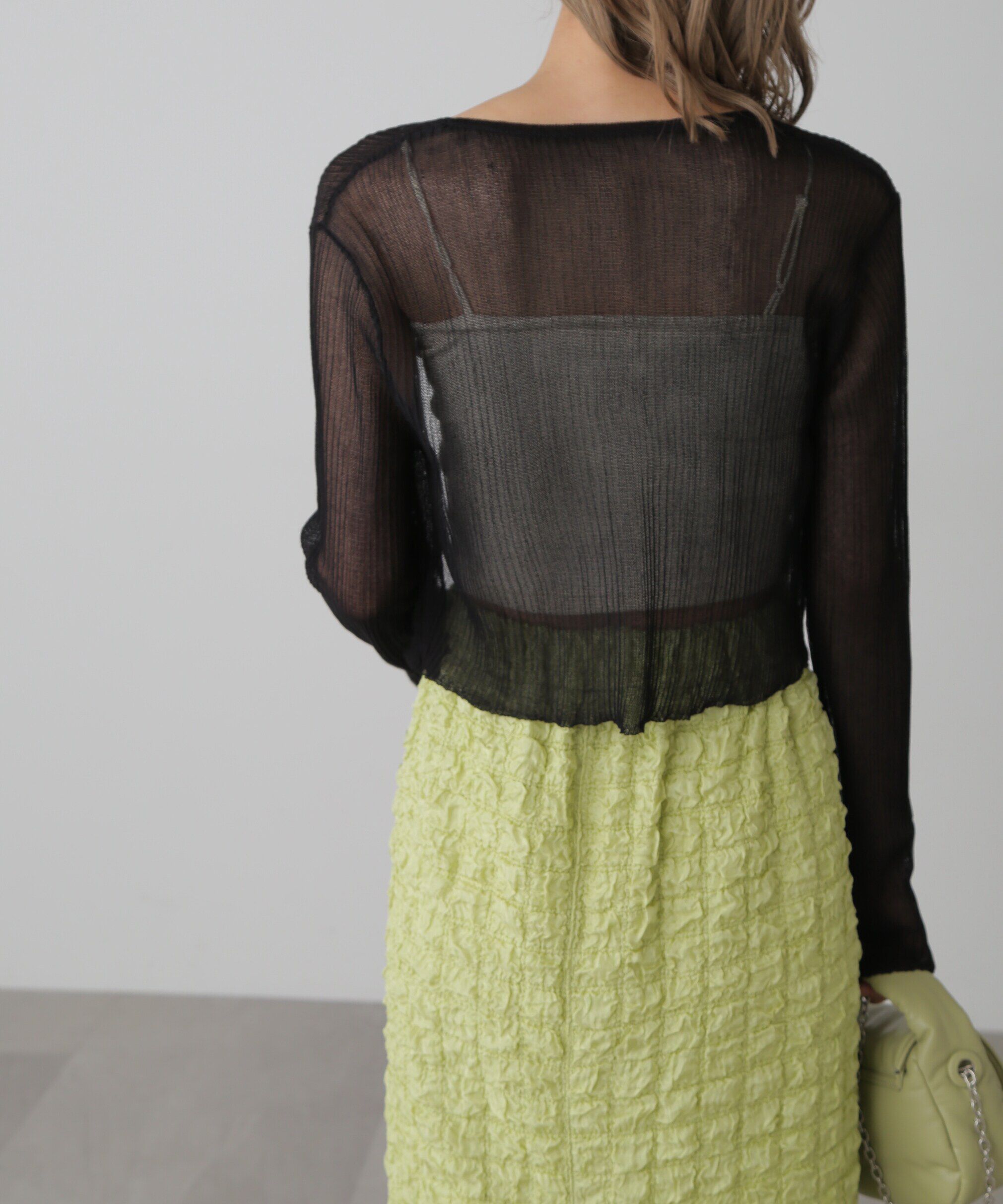  「シアーVネックコンパクトニットカーディガン」|ニット・セーター|