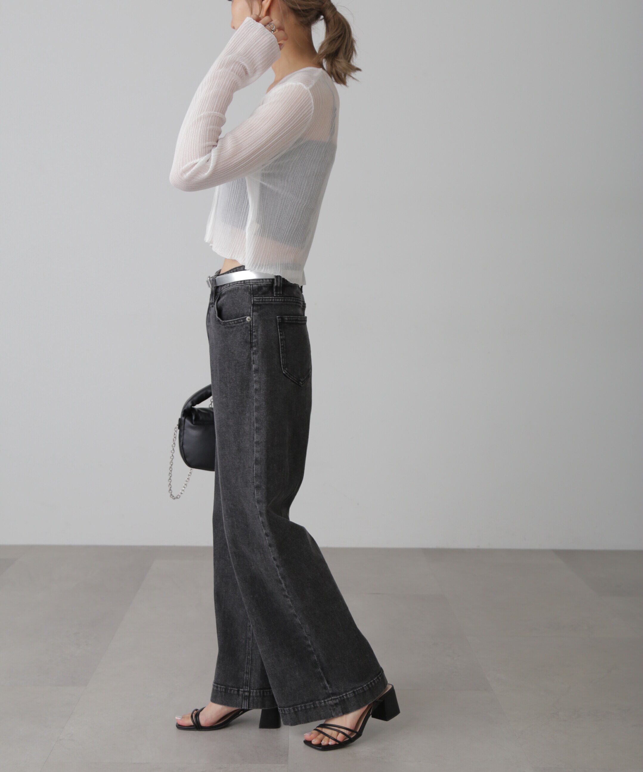  「シアーVネックコンパクトニットカーディガン」|ニット・セーター|