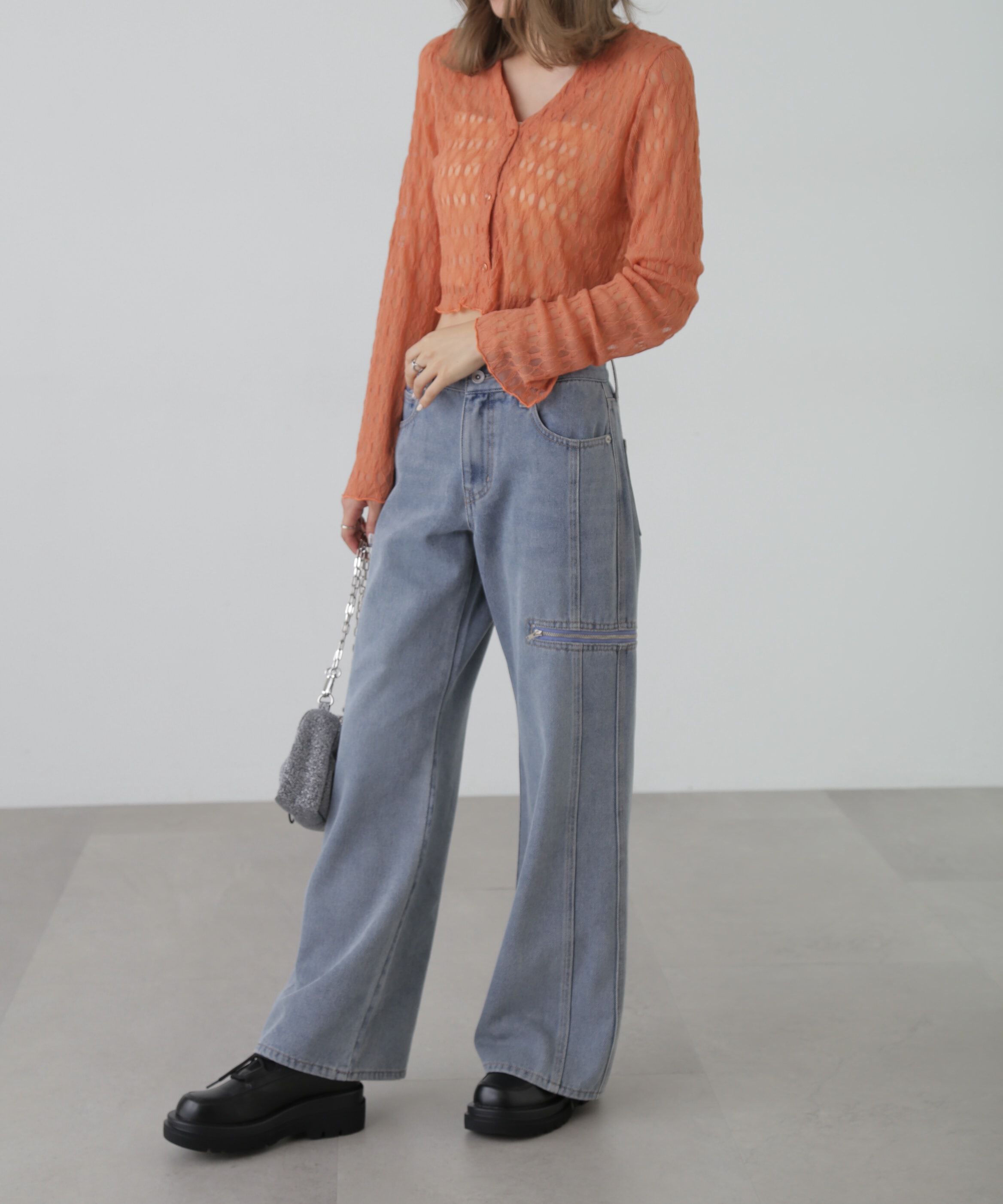  「ローライズパネルカットデニムパンツ」|その他|