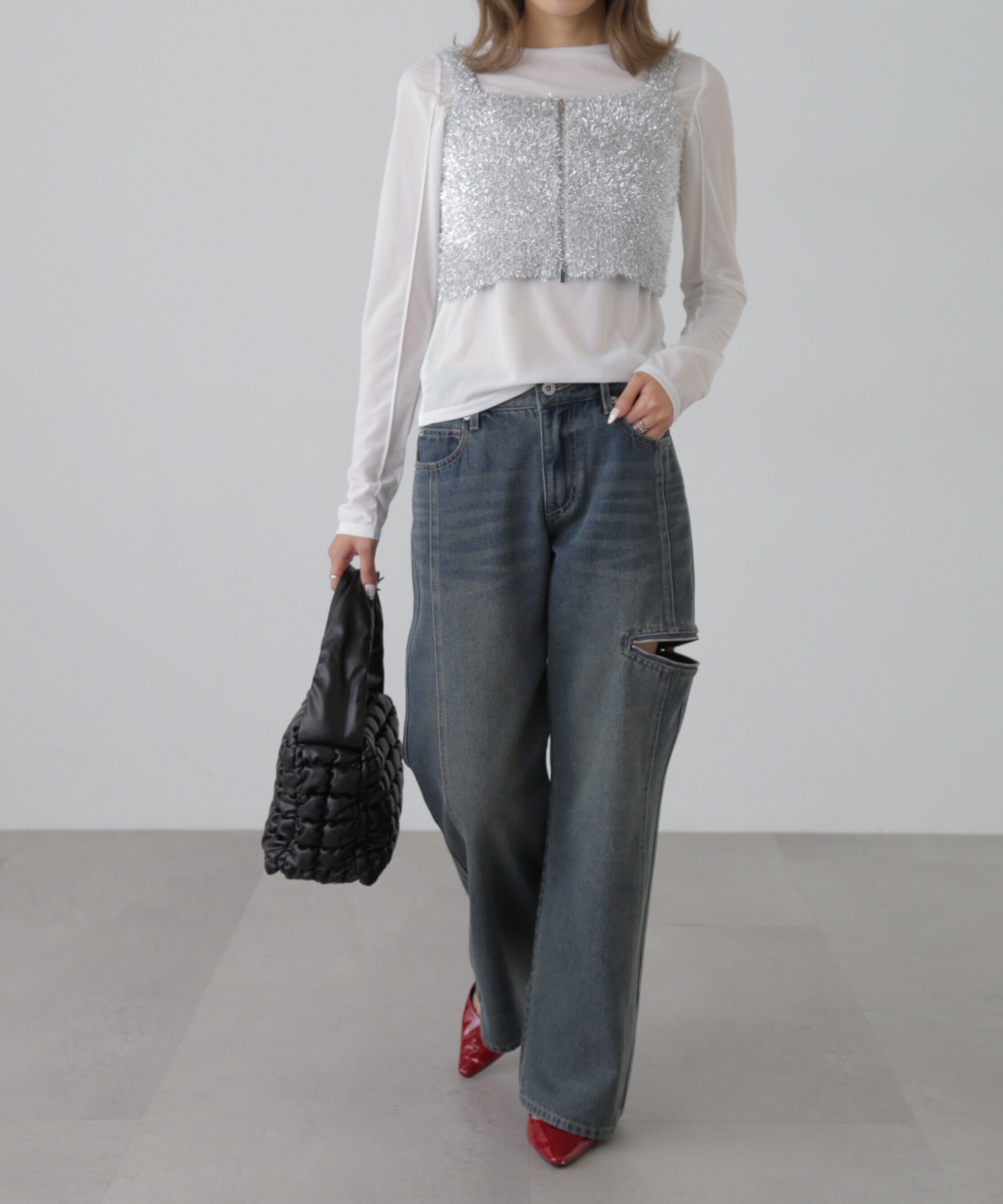  「ローライズパネルカットデニムパンツ」|その他|